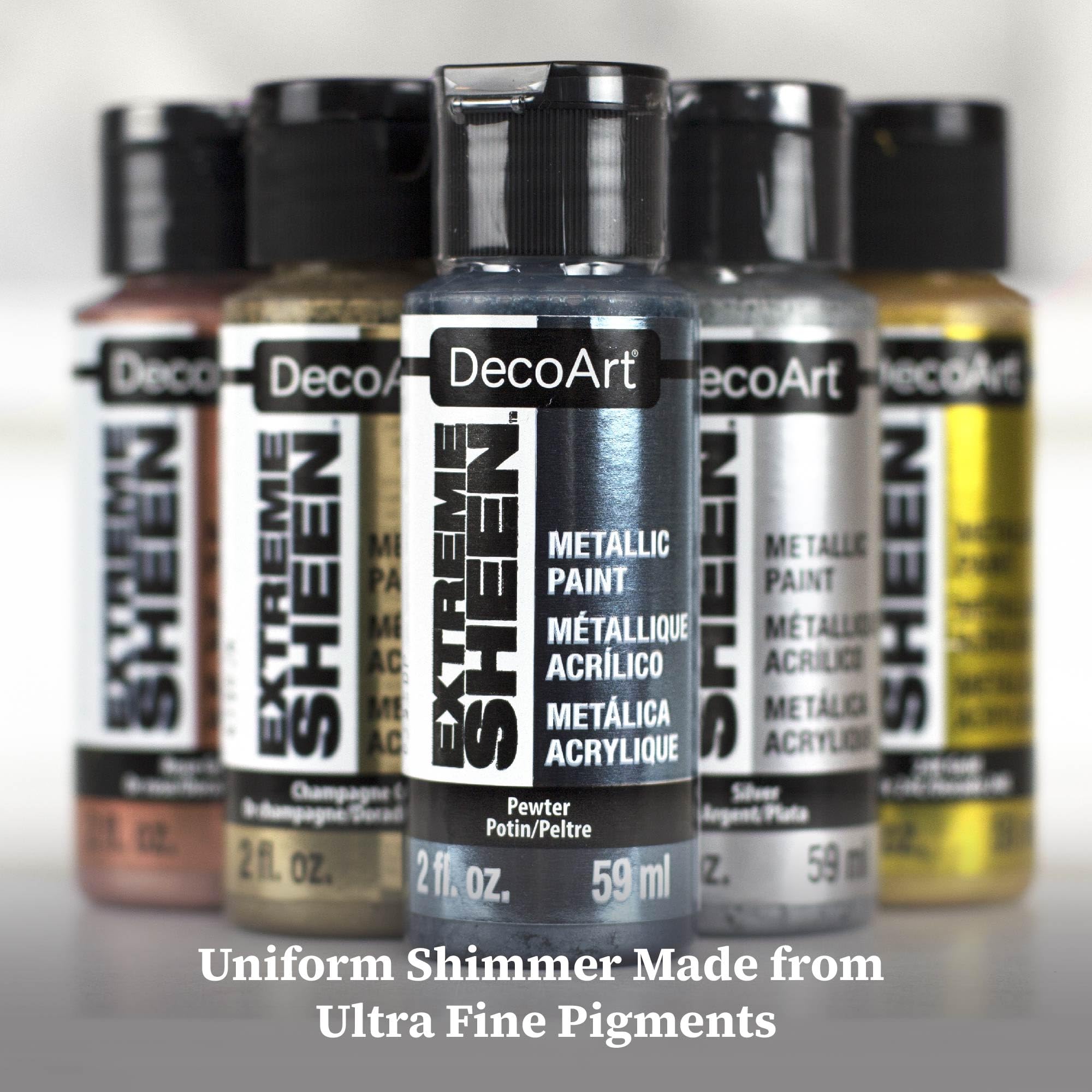 DecoArt Americana Acrylics Paint Extreme Sheen Lot de 9 peintures acryliques métallisées, flacon de 59,1 ml (lot de 9)