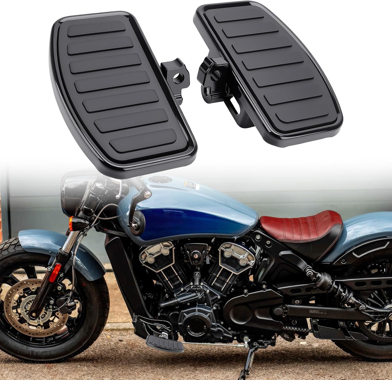Aluminum Driver Floorboards Front Foot pegs for Indian Scout Sixty Bobber Mountain Bikes 2015-2024 Anti-Slip Rider Foot Boards Accessories (Black)