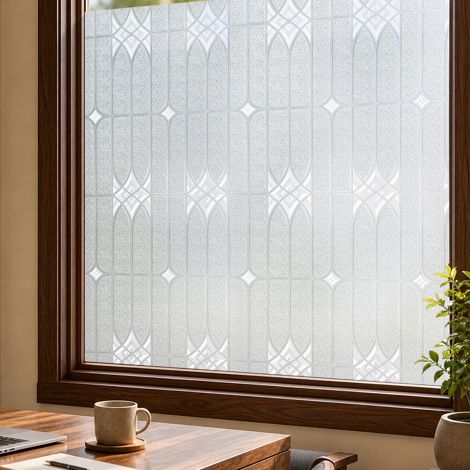 ADD.HERES Stained Glass Window Film Privacy for Glass Windows, Window Privacy Film UV Blocking Static Cling for Home Kitchen Office Bathroom,44x200cm — image 1