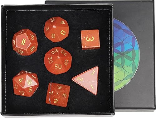 Miniatura 7 de rockcloud Juego de 7 dados poliédricos DND de cristal de ágata gris, dados hechos a mano con caja de dados para juegos de mesa RPG MTG, decoración