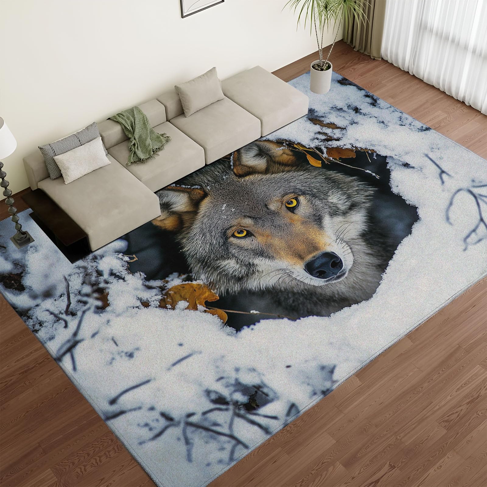 Tapis loup gris de bain antidérapant en microfibre douce 150x210 cm