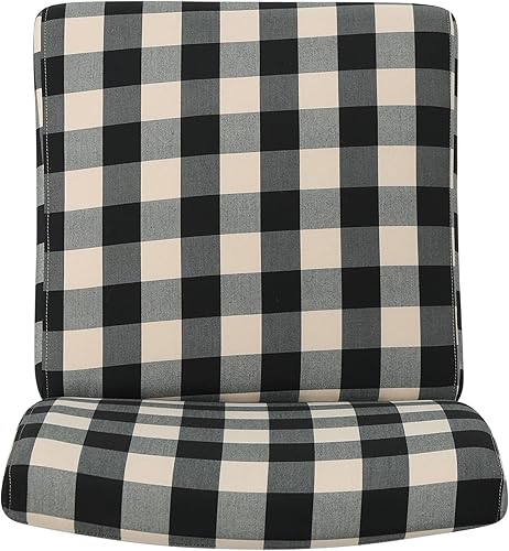 Miniatura 5 de Christopher Knight Home Kendal Silla decorativa tapizada tradicional estilo granja, tablero de ajedrez negro, negro mate, 29.5 pulgadas de