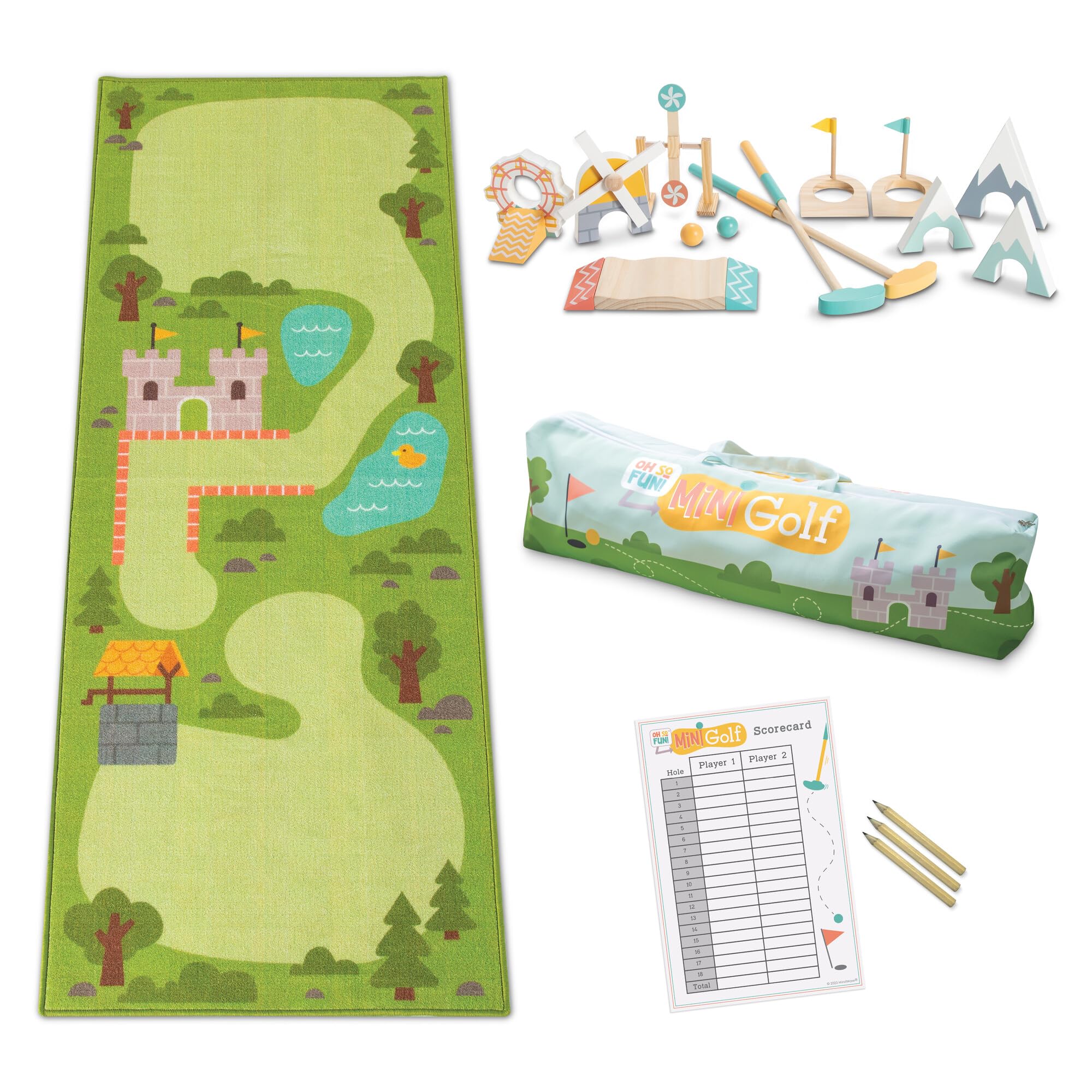 MindWare Oh So Fun! Mini Golf Set - Indoor & Outdoor Kids Golf Set with 7 Obstacles for Ever-Changing Golf for Kids Experience - Enhances Hand-Eye Coordination and Critical Thinking - Ages 3 and Up