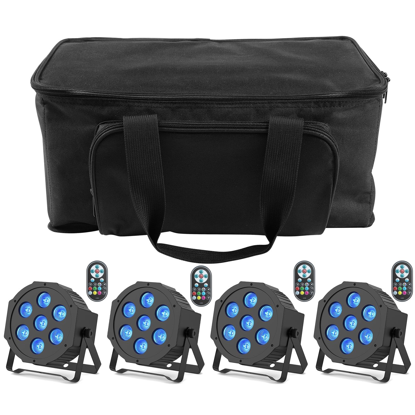 SEBRUANC RGBW Lampe de Scène avec Lumiere Sac, 4PCS 70W Par LED DMX Eclairage Scene avec Télécommande 8 Modes Jeux de Lumiere pour Soiree,DJ, Bar, Mariage, Noël, Halloween