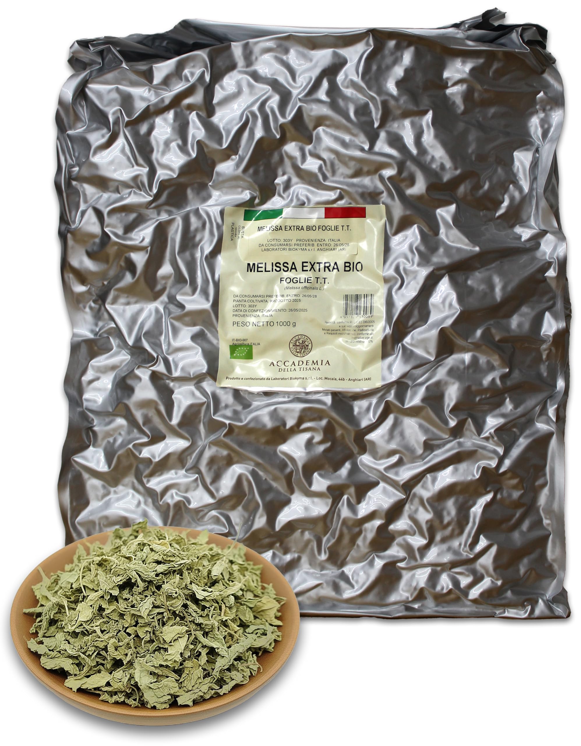 Biokyma - Tisana Foglie di Melissa 1kg | Accademia della Tisana | Foglie Secche Melissa 100% Naturale | Confezione da 1000gr