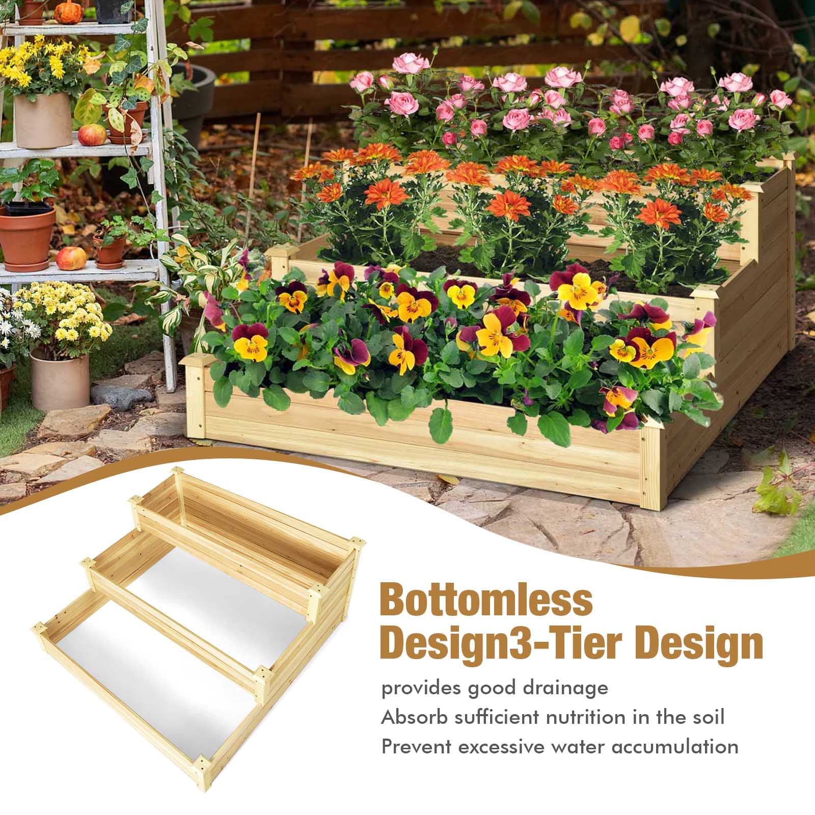 GARANTIA Verhoogde plantenbak met waterbesparingssysteem Ergo Quadro 2L 75 houtlook 160x80x75 cm, 840 L kopen