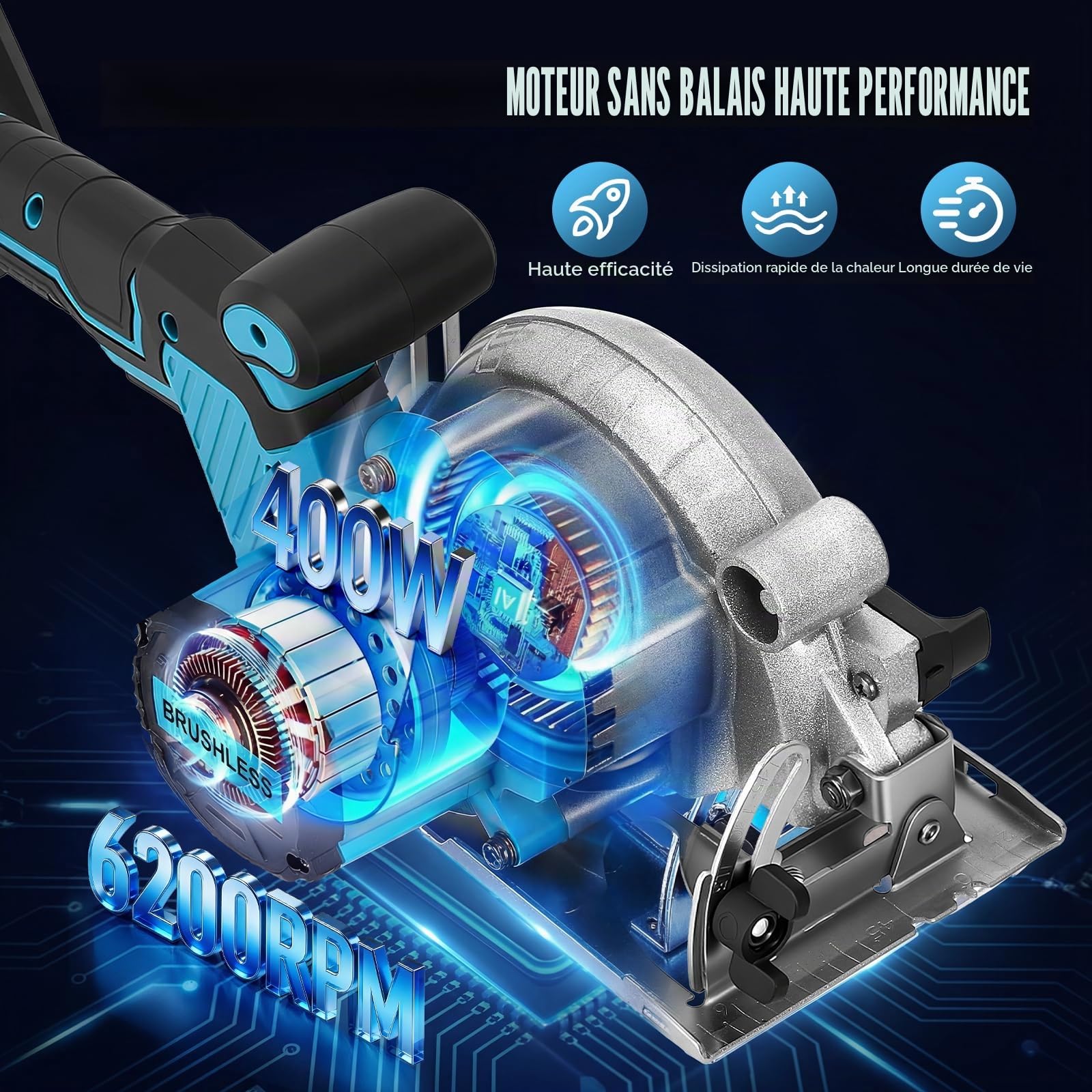 Scie circulaire sans fil pour Makita 18 V batterie, mini scie circulaire manuelle Sans brosse (sans batterie), 125mm 3 Lames, Profondeur de Coupe 45mm, Inclinaison 0-45°, pour Bois, Carrelage, Métal