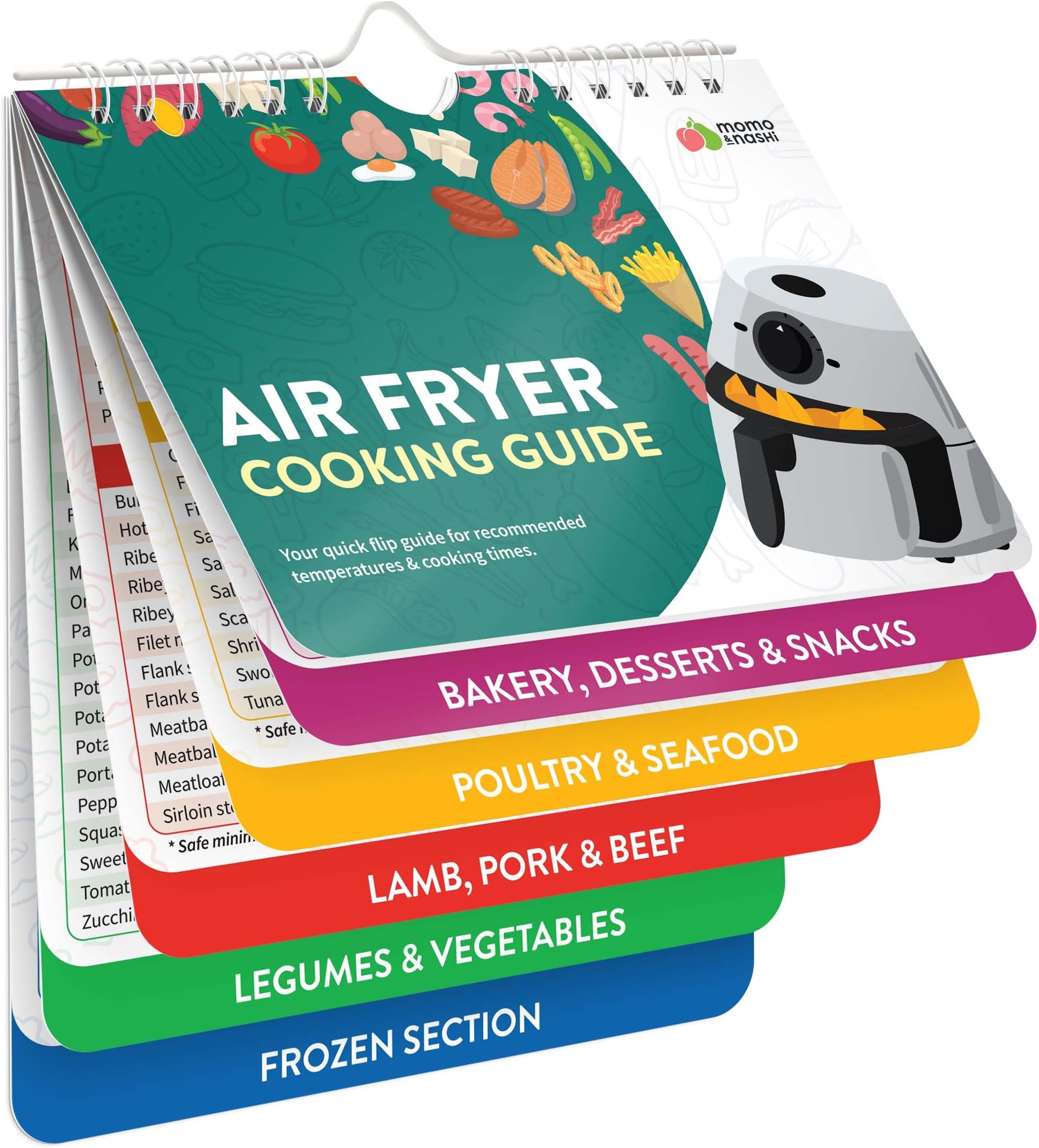 Air Fryer Cheat Sheet Magnets Cooking Guide Booklet - Cookbooks Liners Fryers Kitchen Gifts Gadgets 2024 Accessories Airfryer