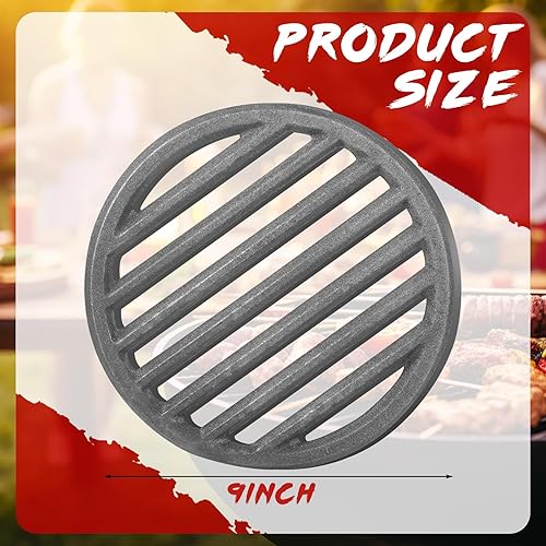 Miniatura 4 de Rejilla redonda de hierro fundido para barbacoa, placa de carbón de alto calor, rejilla de chimenea, parte inferior de hierro fundido, parrilla de