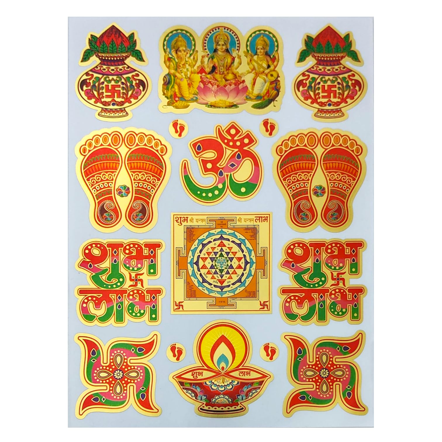 Shubh Labh Pooja Stickers - Om, Swastik & Lakshmi -2