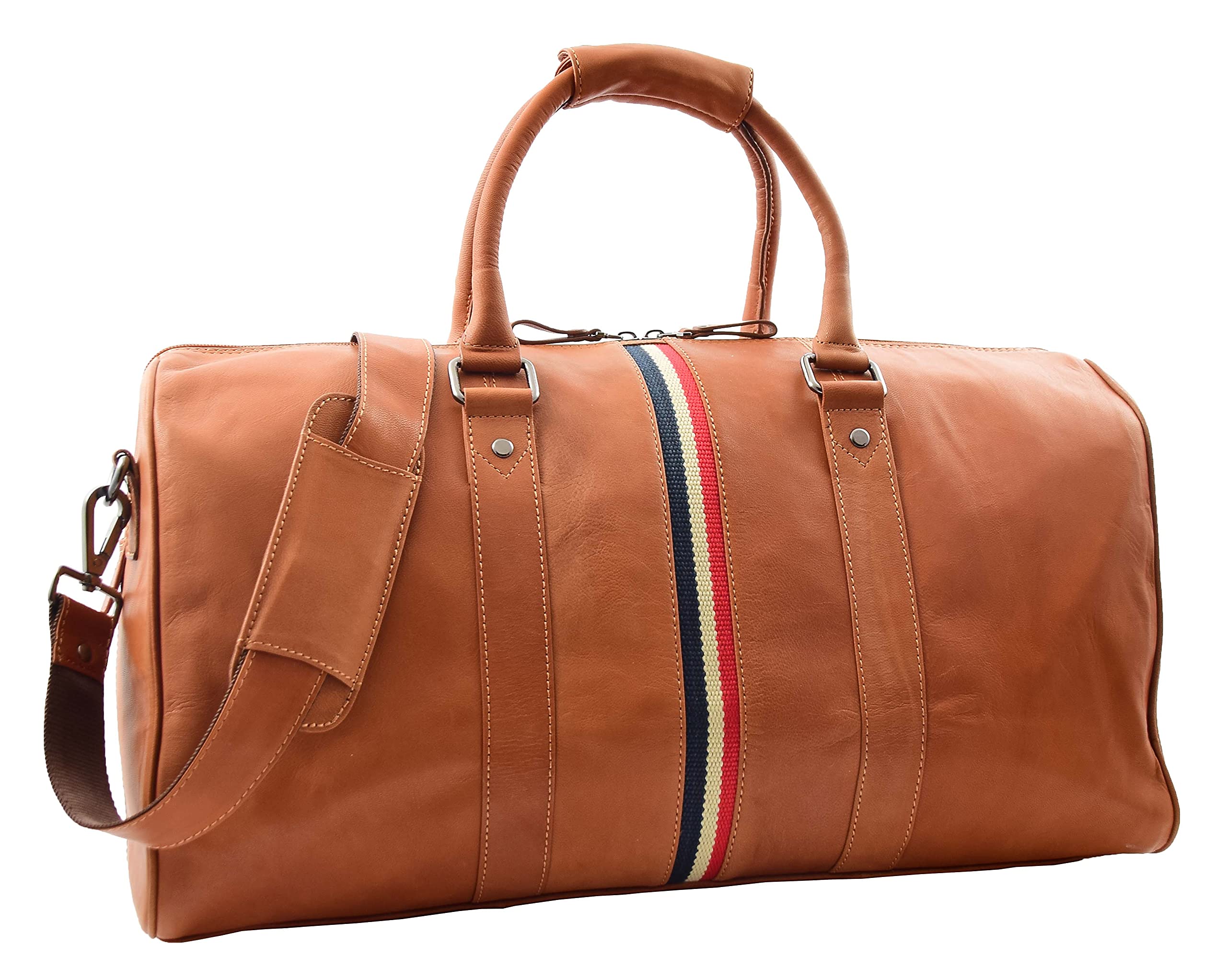 Bolsa de viaje de cuero genuino Cognac Sports Weekend Travel Mochila - Miami