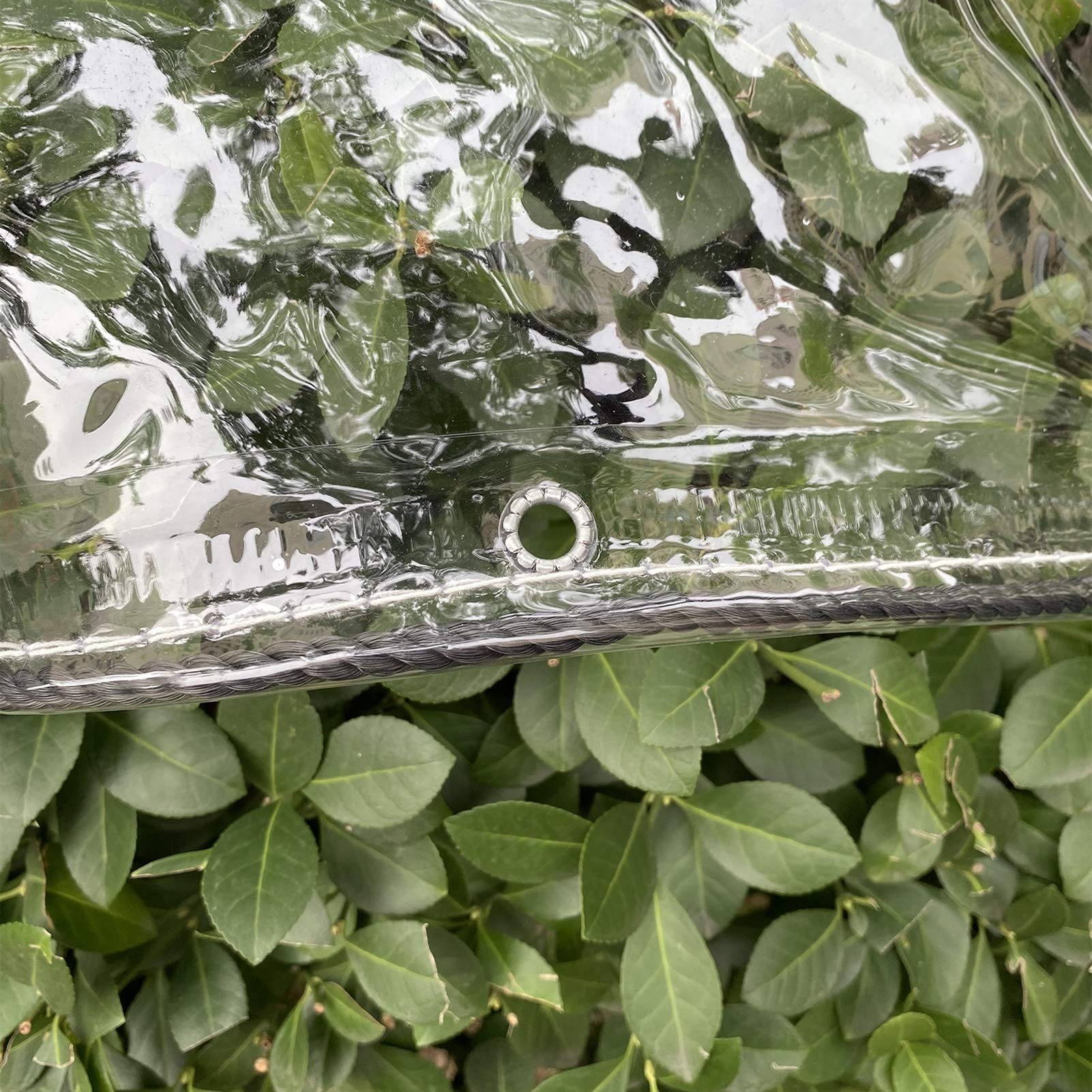 AMSXNOO Heavy Duty Tarpaulin Waterproof, 0.3mm Transparent Clear Rainproof PVC Tarpaulin with Eyelets - Image 2