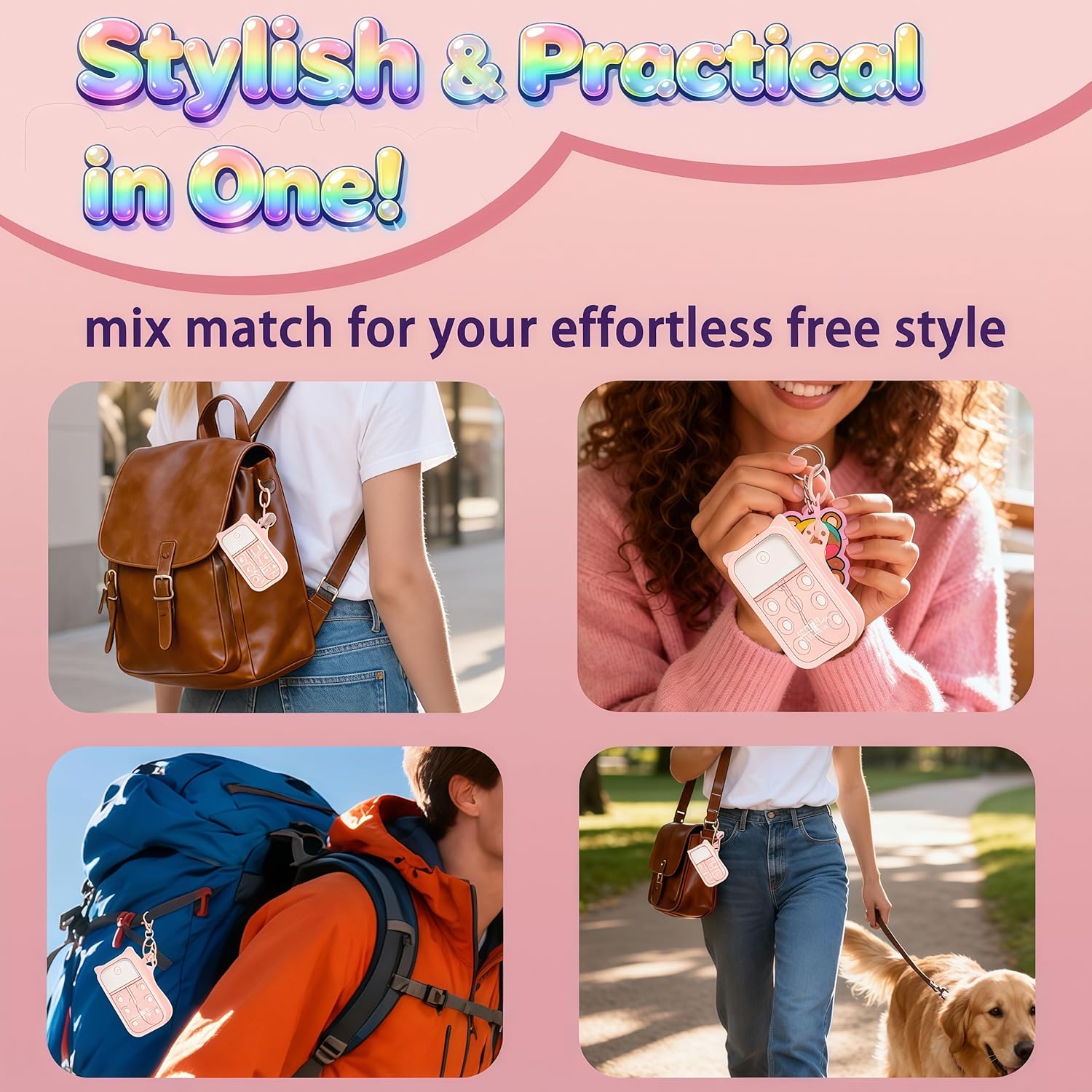 Cat Silicone Case for Touchland Hand Sanitizer Spray, Compatible with Power Mist Glow Mist 1 FL OZ/30ML for Touchland Case with 2 Keychains Cute Bell Portable Travel Accessory - Image 7