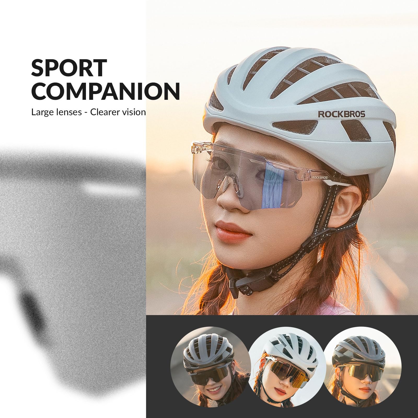 ROCKBROS Gafas Ciclismo Fotocromáticas TR90 Montura para Hombre Mujer, Gafas Bicicleta UV400 Protección Gafas de Sol Deportivas para MTB Running Escalada Deportes al Aire Libre