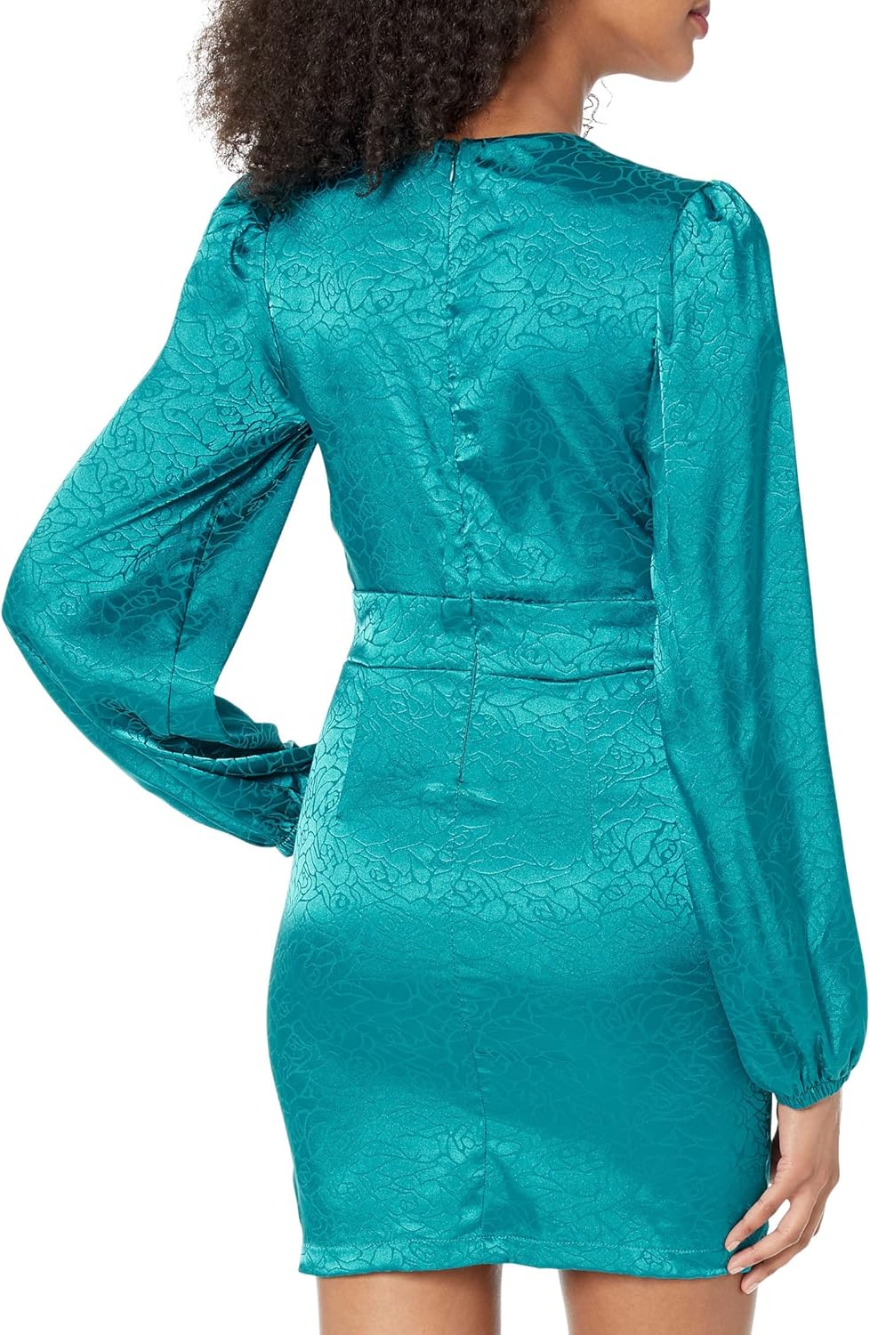 Satin Button Up Jacquard Mini Dress Crystal Teal / M - Image 2