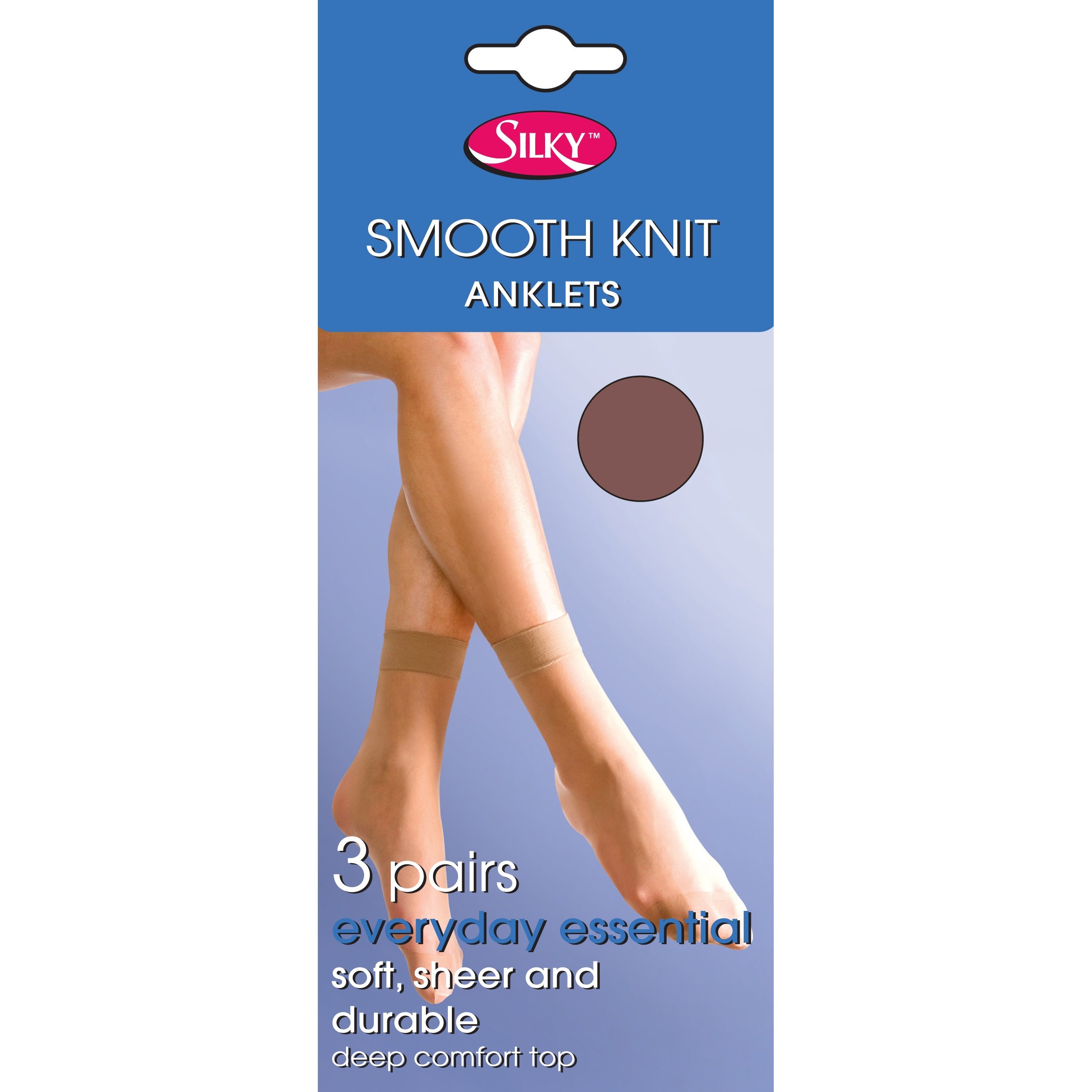 Silky Womens/Ladies Smooth Knit Ankle High (3 Pairs) (One Size (UK Shoe 3-8)) (Chiffon)