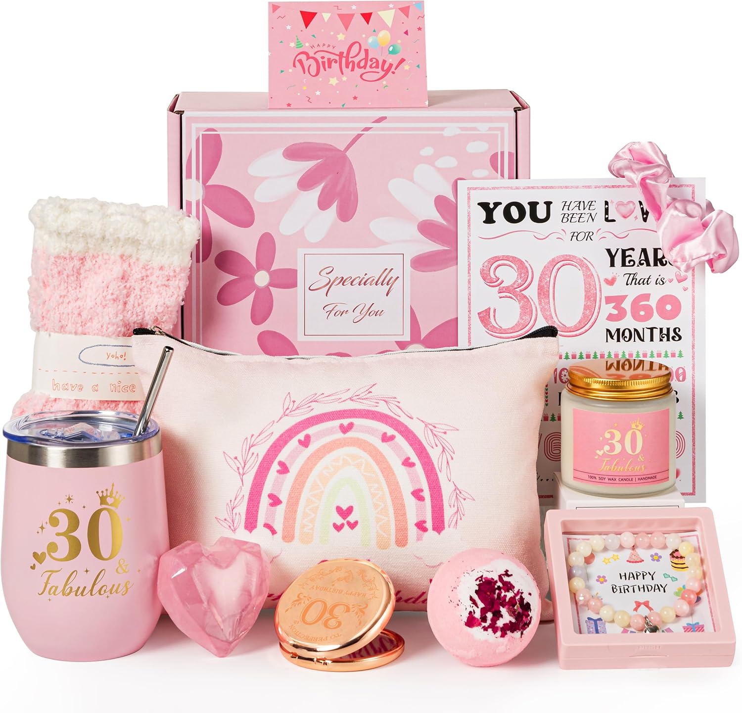 30th Birthday Gifts for Women,Happy 30th Birthday Gift Ideas Box for Her,Unique Turning 30 Year Old Birthday Gifts Self Care Package Relaxation Spa Bath basket for Female,Sister Friends Wife Aunt