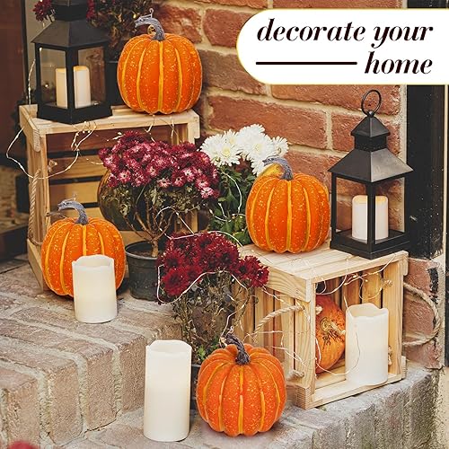 Vista 13 de Liliful 20 calabazas artificiales de espuma de 4.7 x 5.2 pulgadas, calabazas falsas de plástico para decorar decoraciones de simulación de cosecha