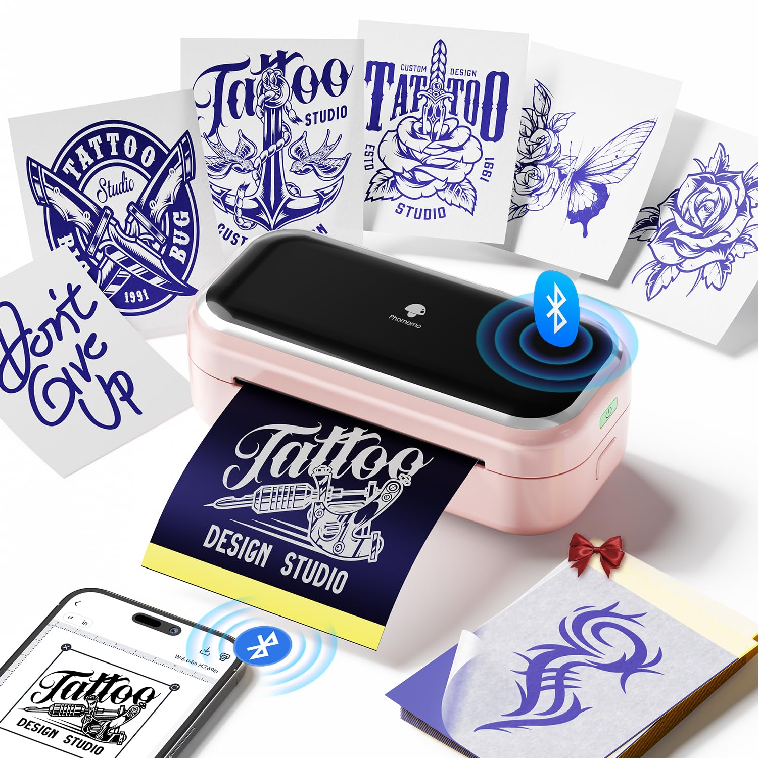 Phomemo TP31 Stampante Stencil Tattoo 3 Pollici, Aggiornata Stampante Termica Tattoo Bluetooth Con 10 pz Carta Tattoo Printer, Compatibile Con Smartphone,PC