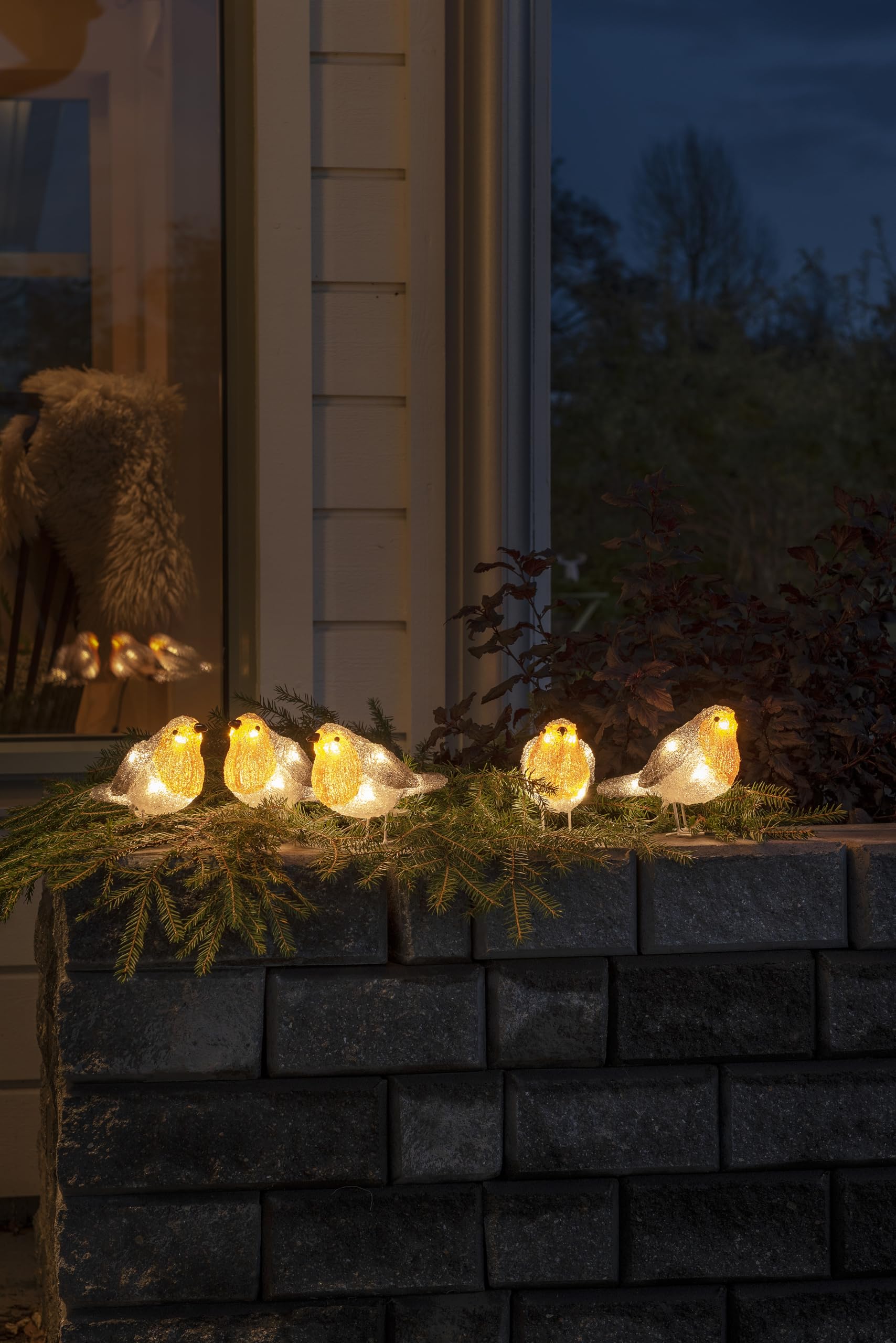Konstsmide LED Acryl Pandabären Set – 5 Stück, 40 Warmweiße LEDs – Für Garten & Terrasse, Mit Außentrafo