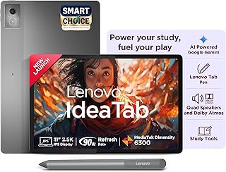 Lenovo Idea Tab Smartchoice with Pen|5G + Wi-Fi|11 Inch,2.5K Display, 500 Nits Brightness|8GB RAM + 256GB ROM(Expandable Up to 2 TB)|Mediatek Dimensity 6300|Android 15|4-Speakers with Dolby Atmos,Grey