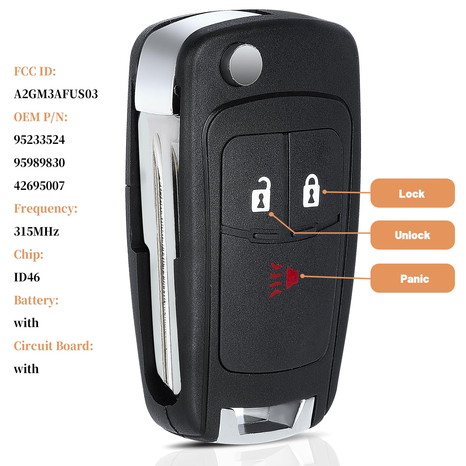315mhz for A2GM3AFUS03 95233524, 95989830 Chevrolet Spark 2013-2015 Remote Key 315mhz for A2GM3AFUS03 95233524, 95989830 Chevrolet Spark 2013-2015 Remote Key