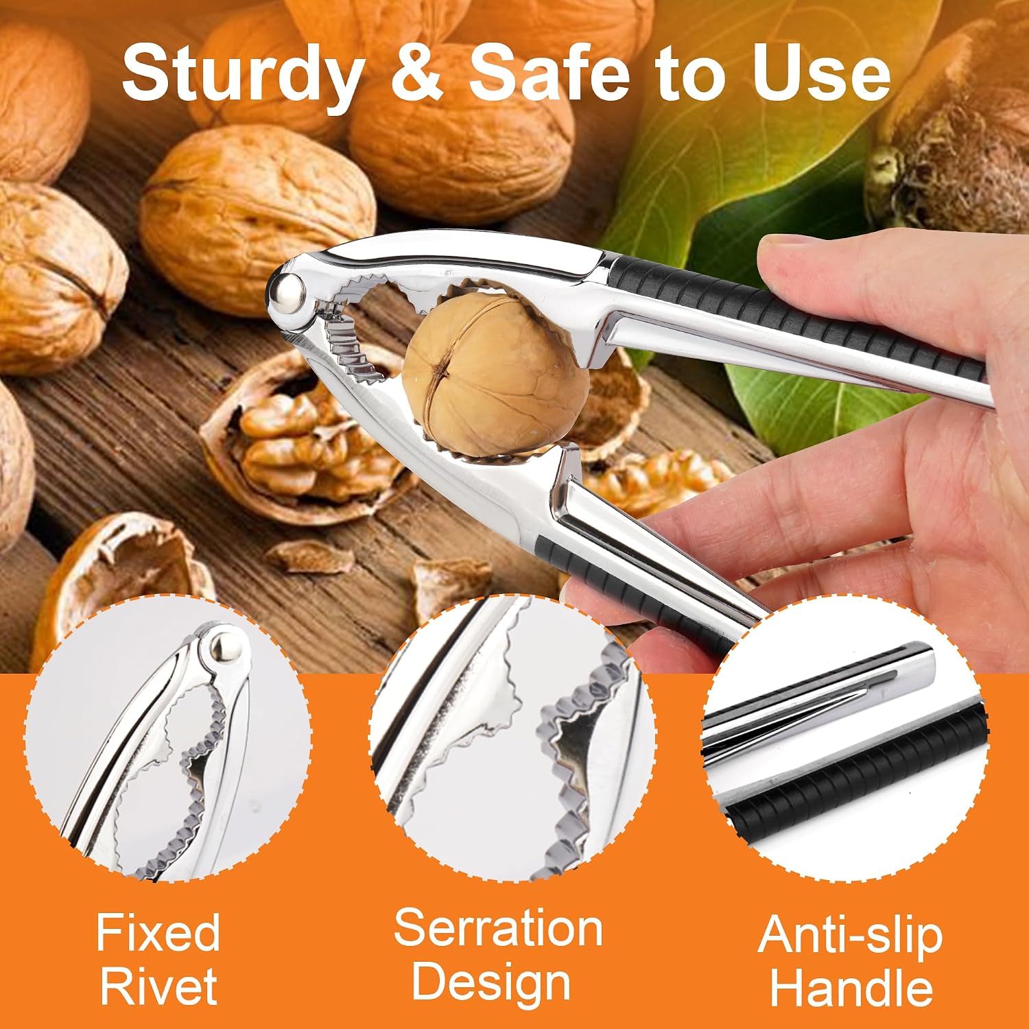 Crab Crackers and Tools, 3 Pcs Crab Crackers with Non-slip Handle, Lobster Crackers and Tools, Seafood Tools Set, Nut Cracker Set, Home Restaurant Kitchen Tools, Black