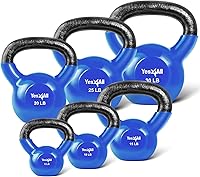 Vista 24 de Yes4All - Juego de pesas rusas recubiertas de vinilo, set combinado para entrenamiento corporal completo, fuerza de agarre, flexiones y ejercicios