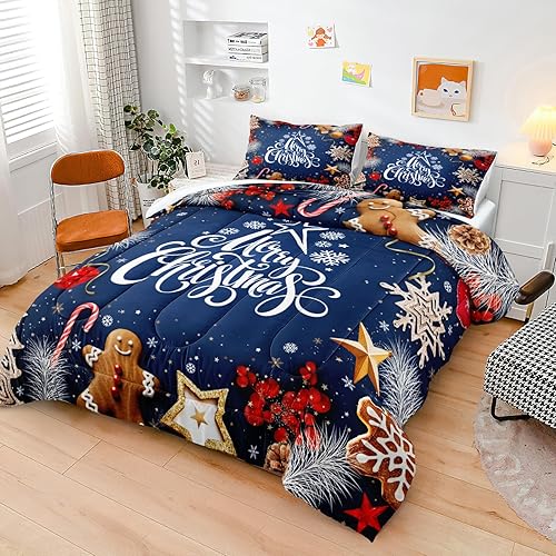 Vista 108 de MOVE OVER Juego de ropa de cama con temática de playa azul, tamaño Queen, 4 piezas, gaviota blanca y rocas marinas, patrón de paisaje marino azul