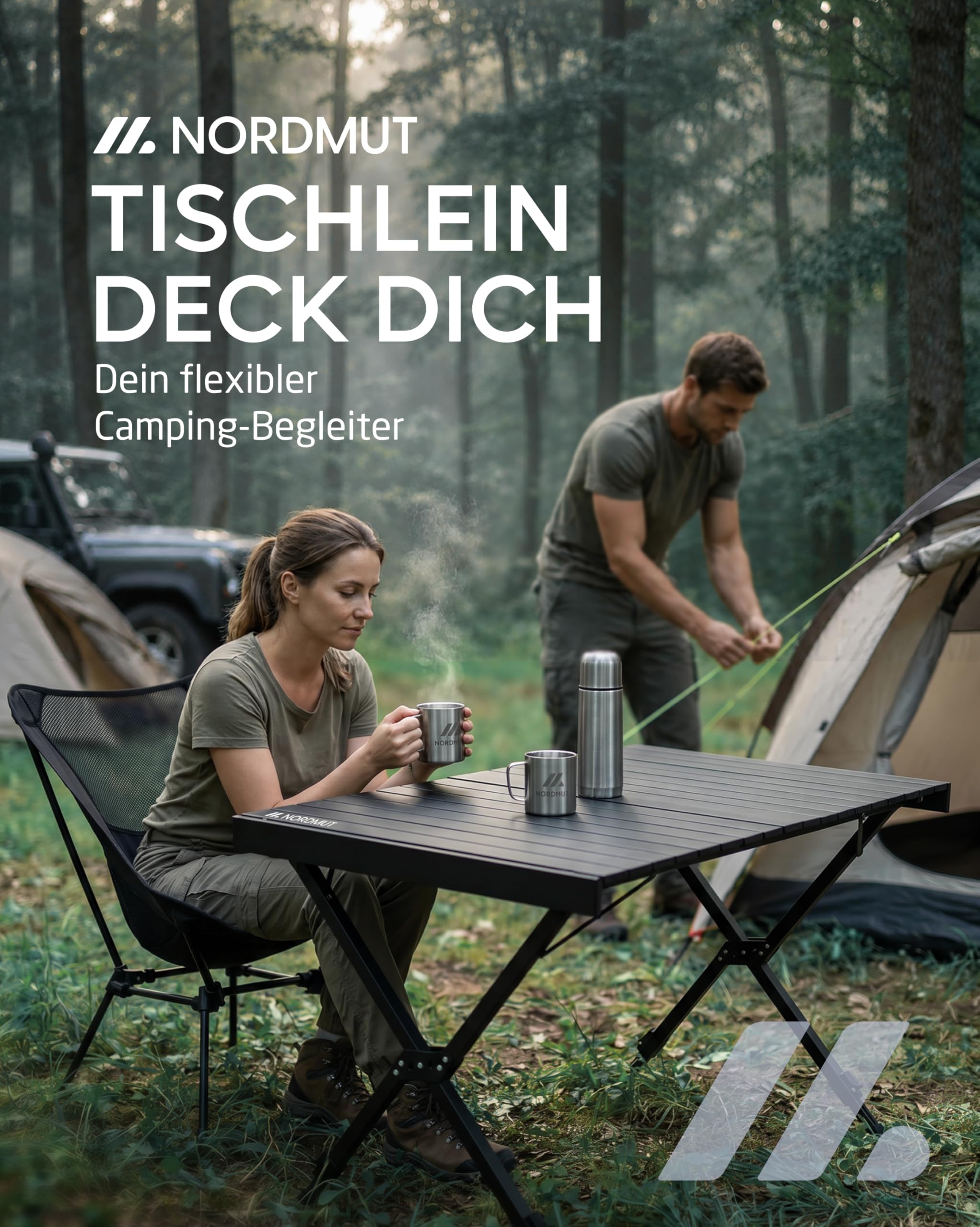 NORDMUT® Campingtisch klappbar – Hochwertiger Klapptisch Camping aus Aluminium – Rostfreier Campingtisch höhenverstellbar mit leichten Aufbau