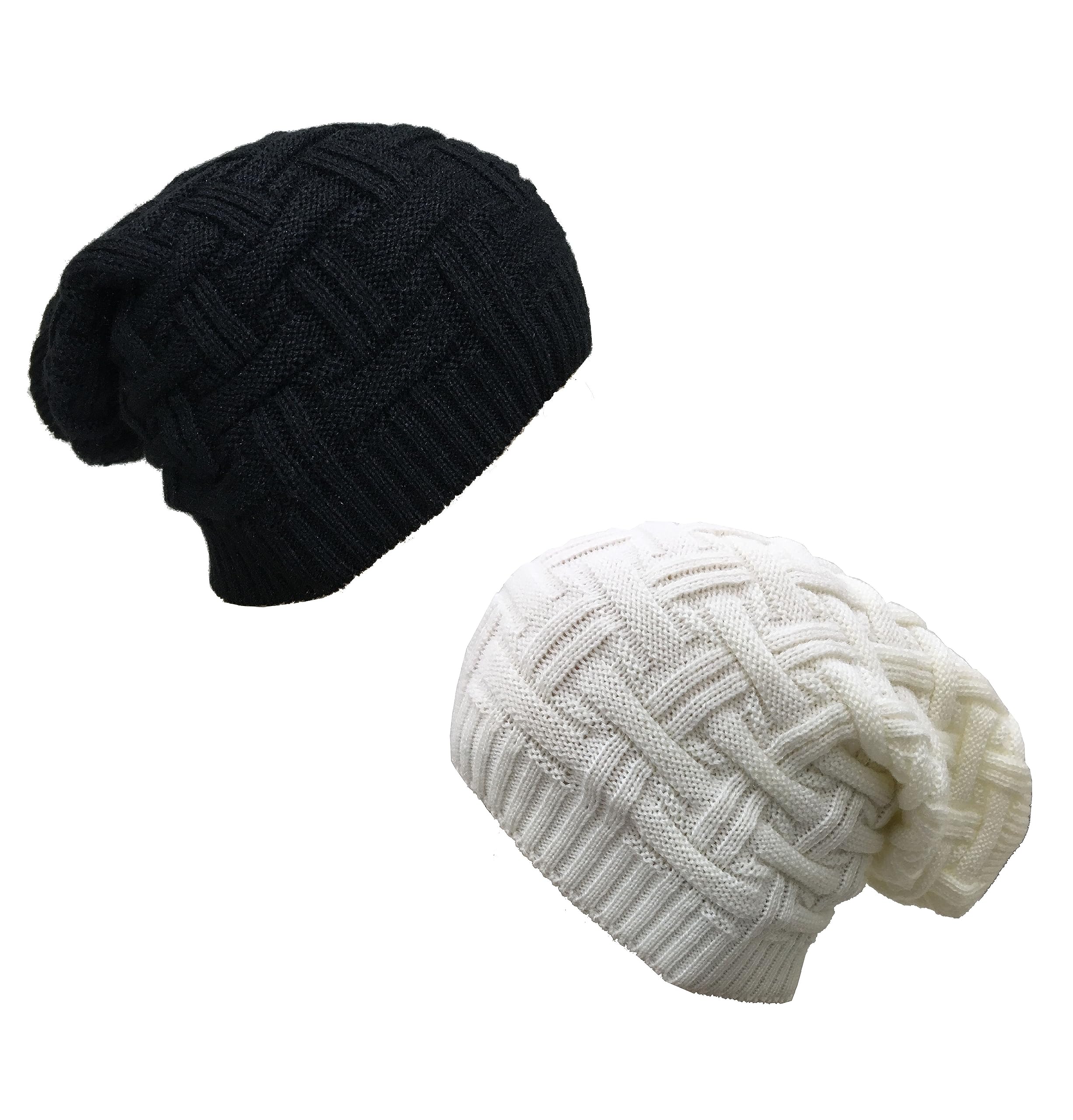 Knitted Woolen Slouchy Beanie Cap for Men & Women (Pack of 2)