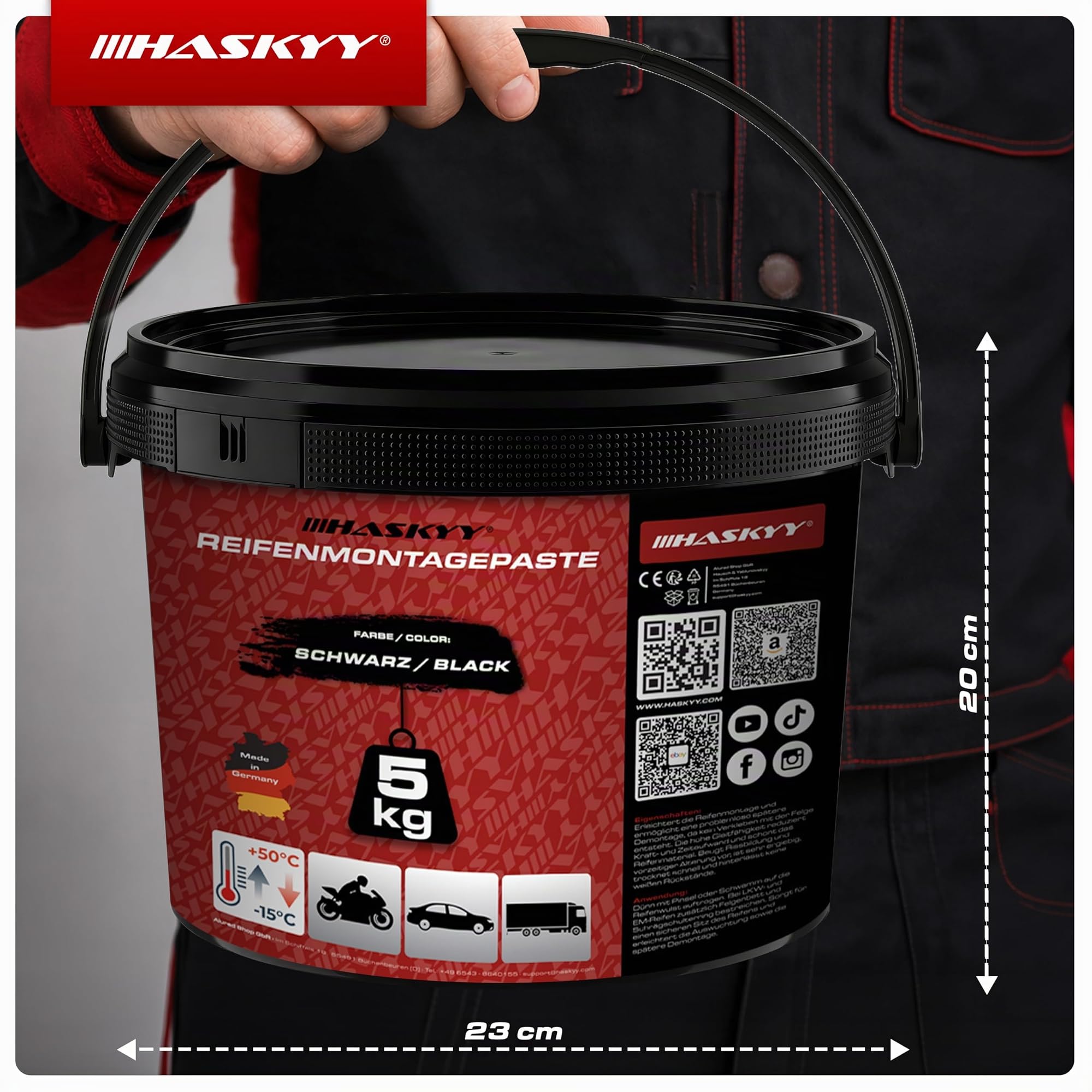 HASKYY 5kg Pasta Montaggio Pneumatici Cera Montaggio Nero+Montaggio Pneumatici Pennello