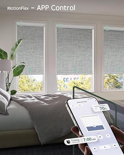 Miniatura 170 de Yoolax Persianas motorizadas con control remoto, persianas inteligentes opacas para ventanas, persianas enrollables motorizadas, persianas Tela