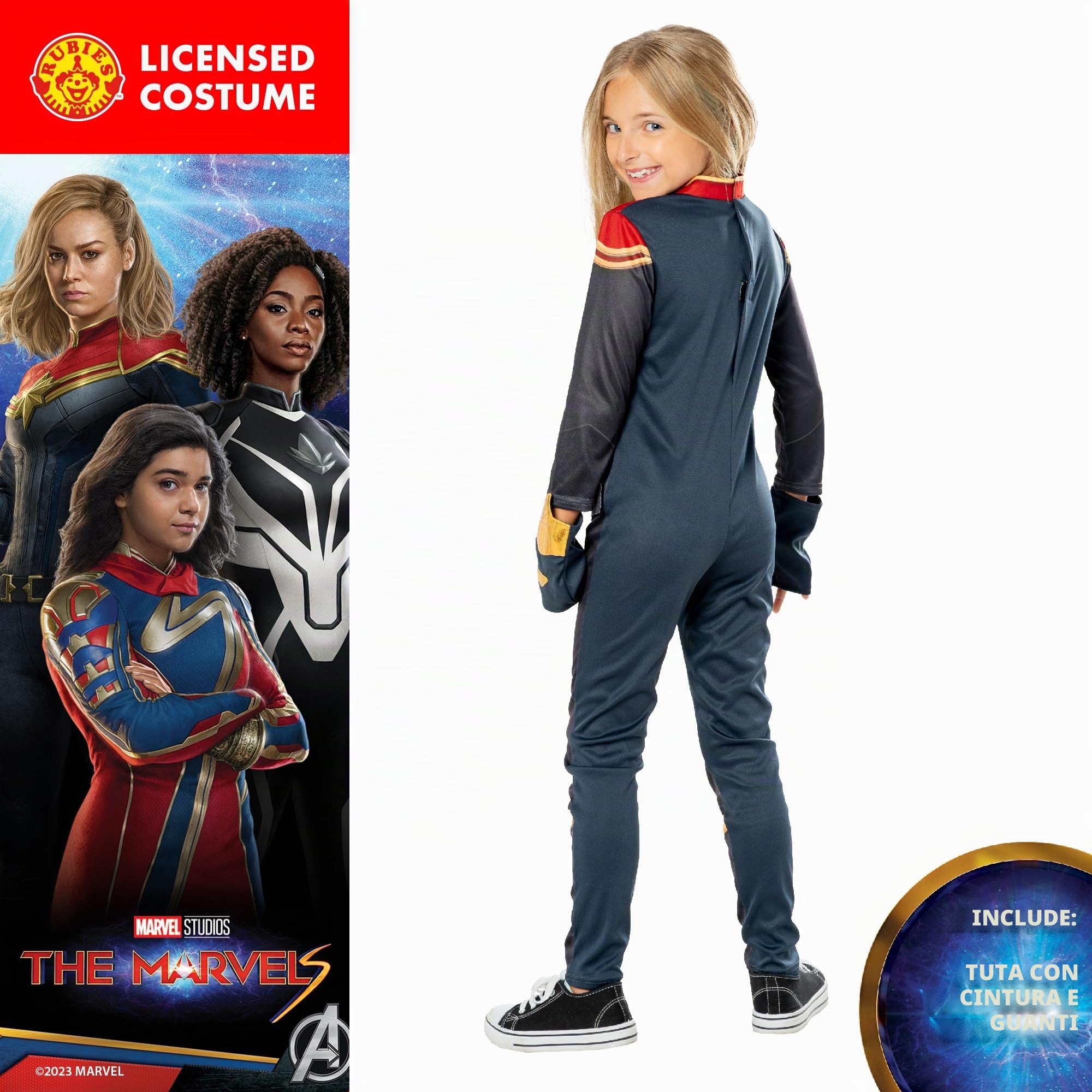 Rubie's Official Captain Marvel Girls Costume, Kids Fancy Dress
