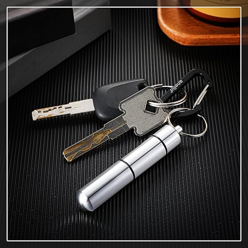 Miniatura 6 de Hotop - Soporte para palillos de dientes de bolsillo de aleación de aluminio, impermeable, caja de metal con llavero, 2.8 x 0.6 pulgadas