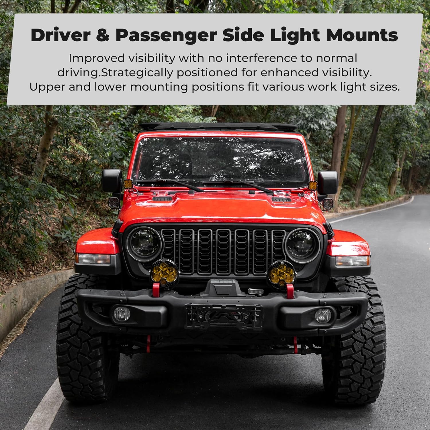 A-Pillar Ditch Light Mount Brackets for 2018-2023 Jeep Wrangler JL Gladiator JT Accessories, Dual LED Light Pod Aluminum Brackets, 1 Pair 【Does NOT FIT 4xe/ Mojave/ Rubicon 392】