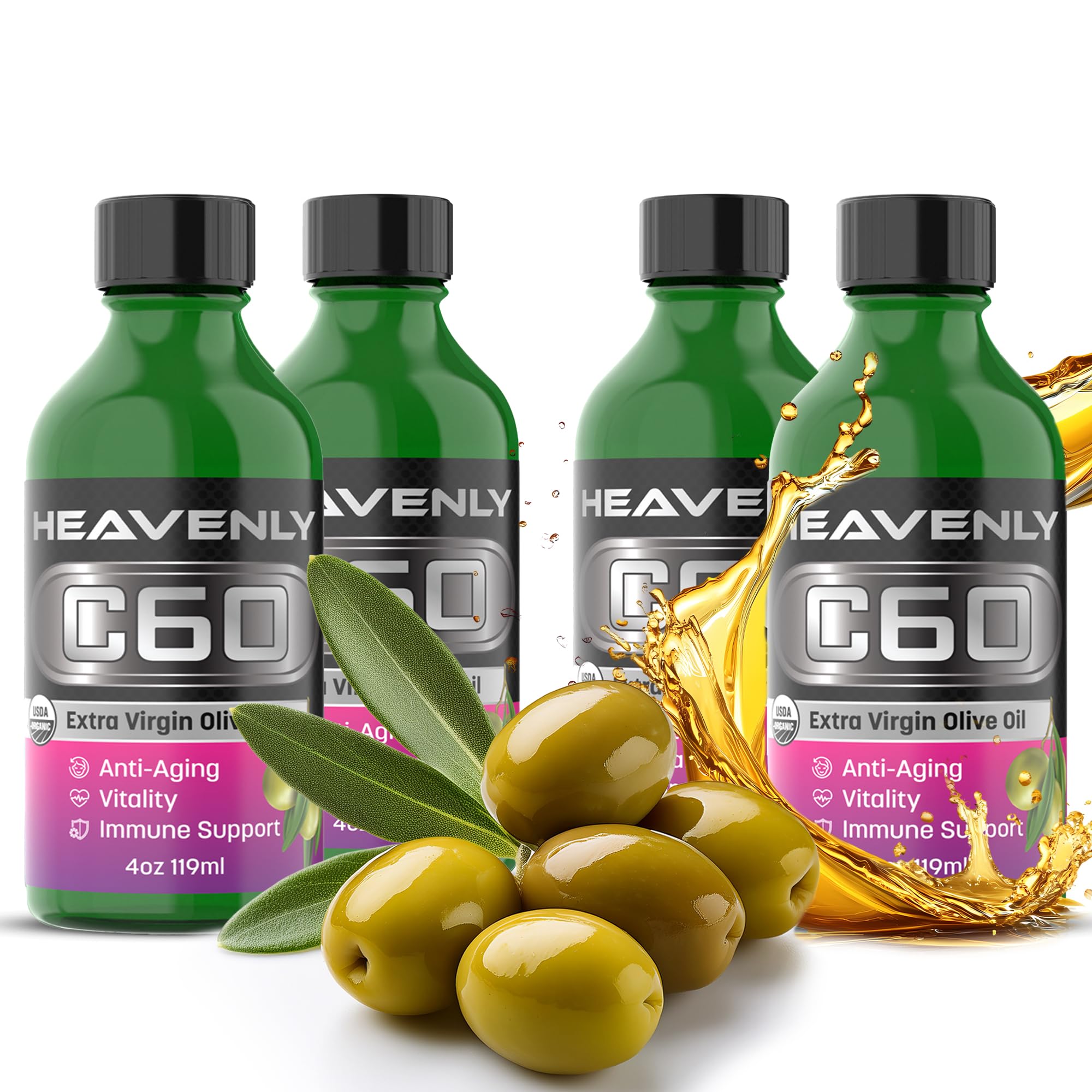 HNP Labs C60 Olive Oil Extra Virgin - Boost Energy & Mental Clarity, Powerful Antioxidants - Pure Carbon Fullerenes USA-Made, GMP Certified Organic