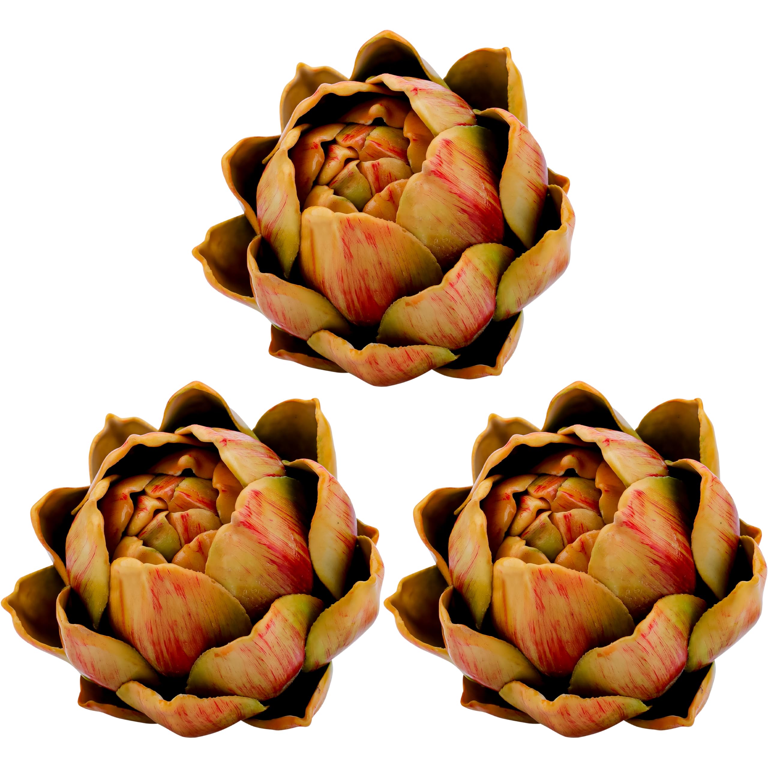 Meiwlong D 3Pcs Large Yellow Artificial Artichokes,Fake Fruit For Ecoration,Realistic Faux Artichoke Ecor