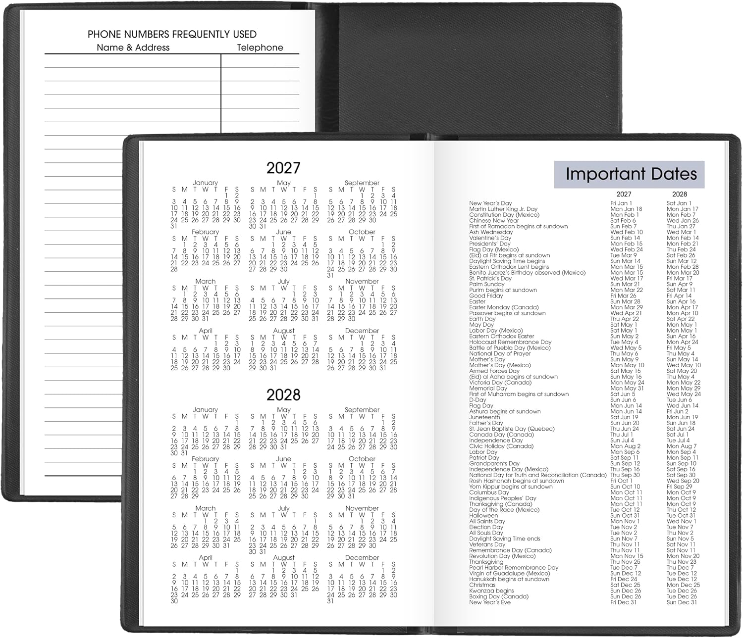 AT-A-GLANCE 2027 Planner, Monthly, 14-Month Dec-Jan, 3.5" x 6", Pocket Size, Unruled Daily Blocks, DayMinder, Black (SK530027) image 5