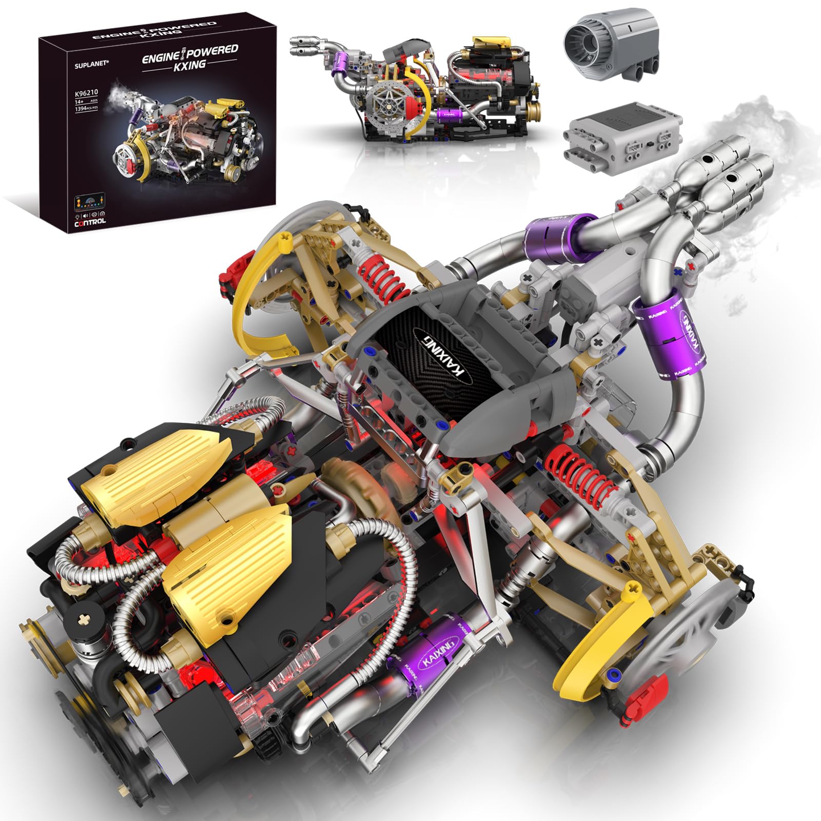 Suplanet K96210 V8 Engine Model Kit dimensions