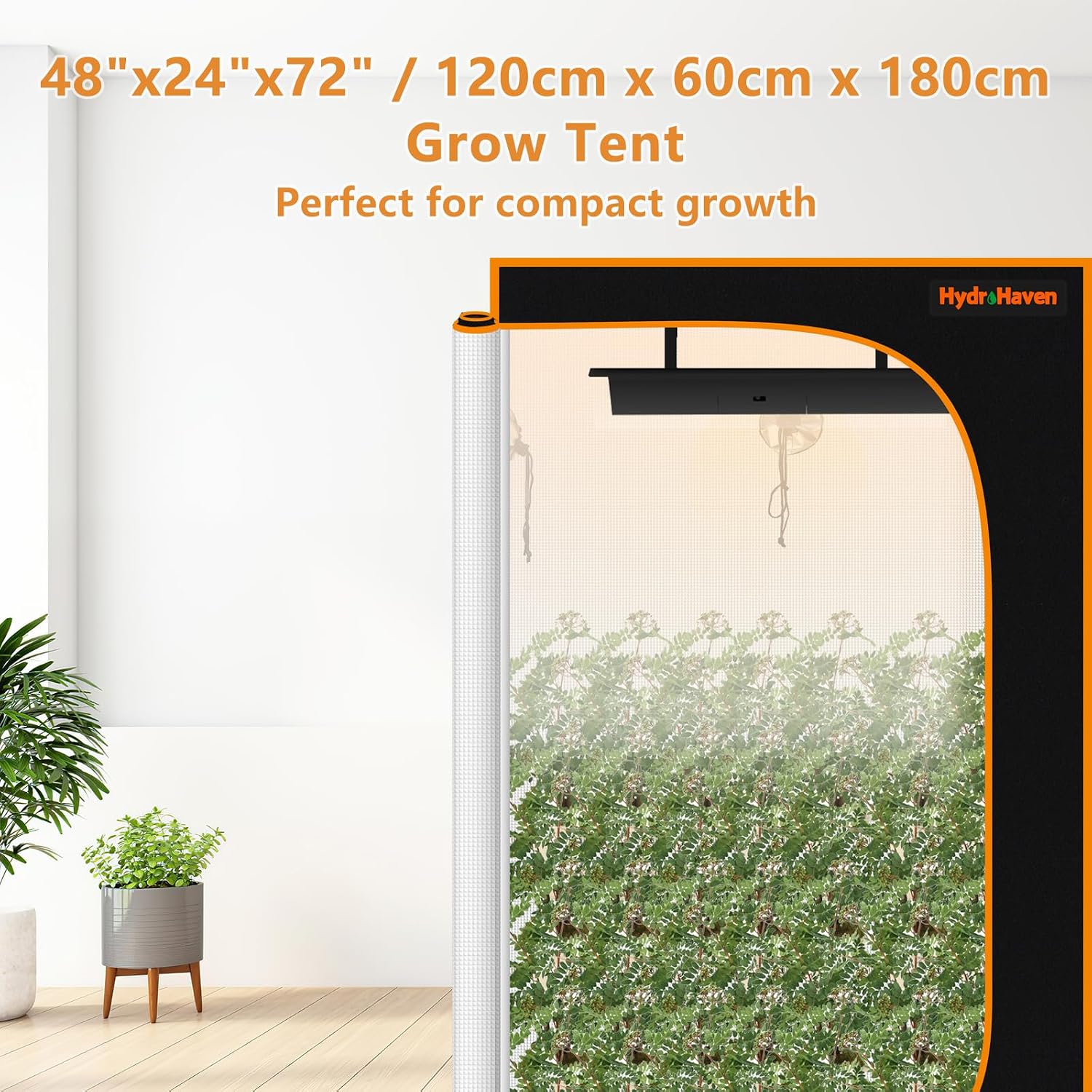 4x2 Grow Tent Kit (48"x24"x71") - Heavy-Duty 600D Diamond Mylar Lining, 98% Reflective, Viewing Window & Waterproof Floor Tray for Hydroponics Indoor Growing