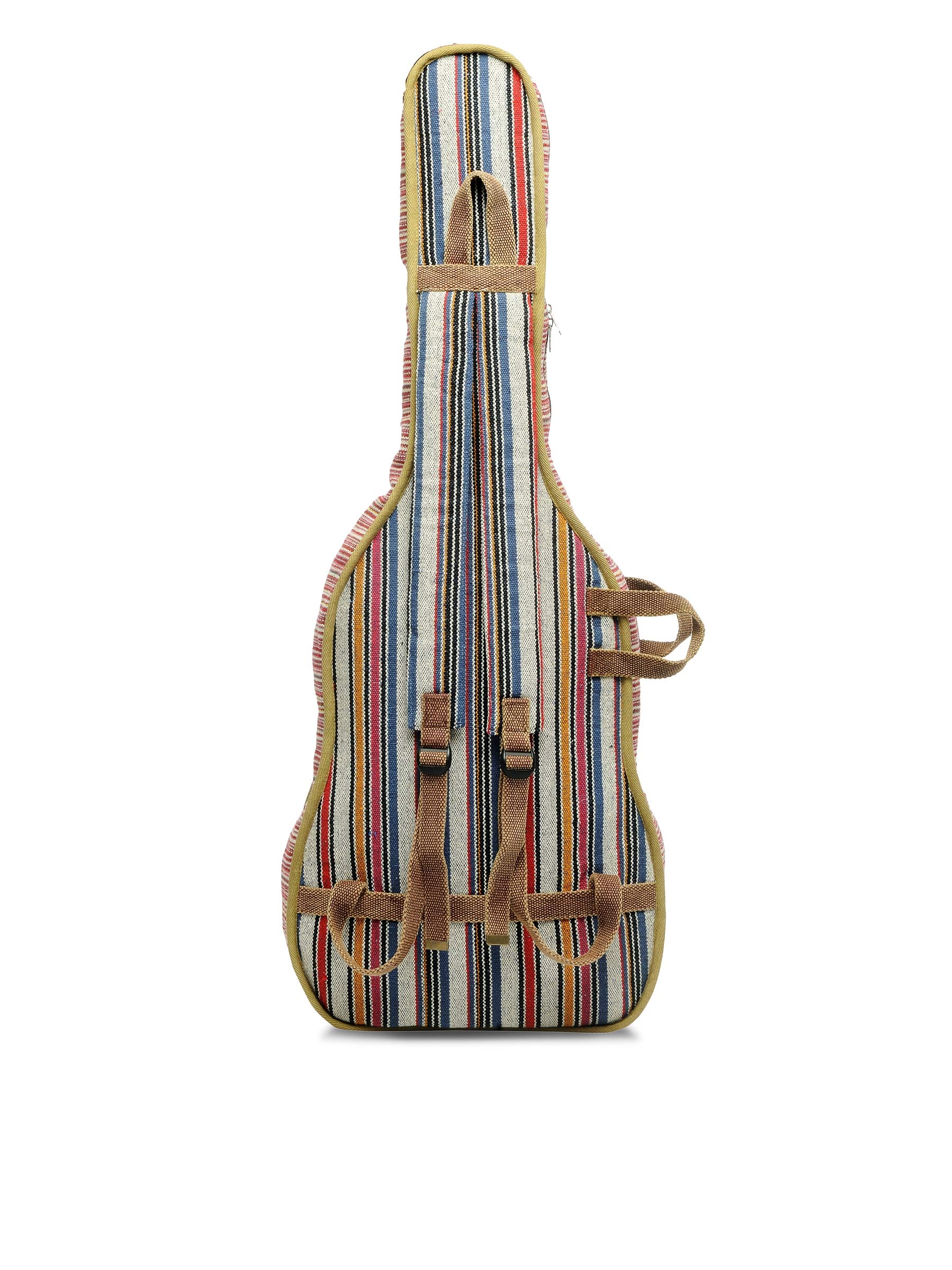 The House of tara Ethnic Handloom Fabric Acoustic Guitar Bag Cover for Men and Women | Modern Guitar Case |100% Cotton Lining | Adjustable Straps | Padded Protection | Zip Pockets | Multicolor 3
