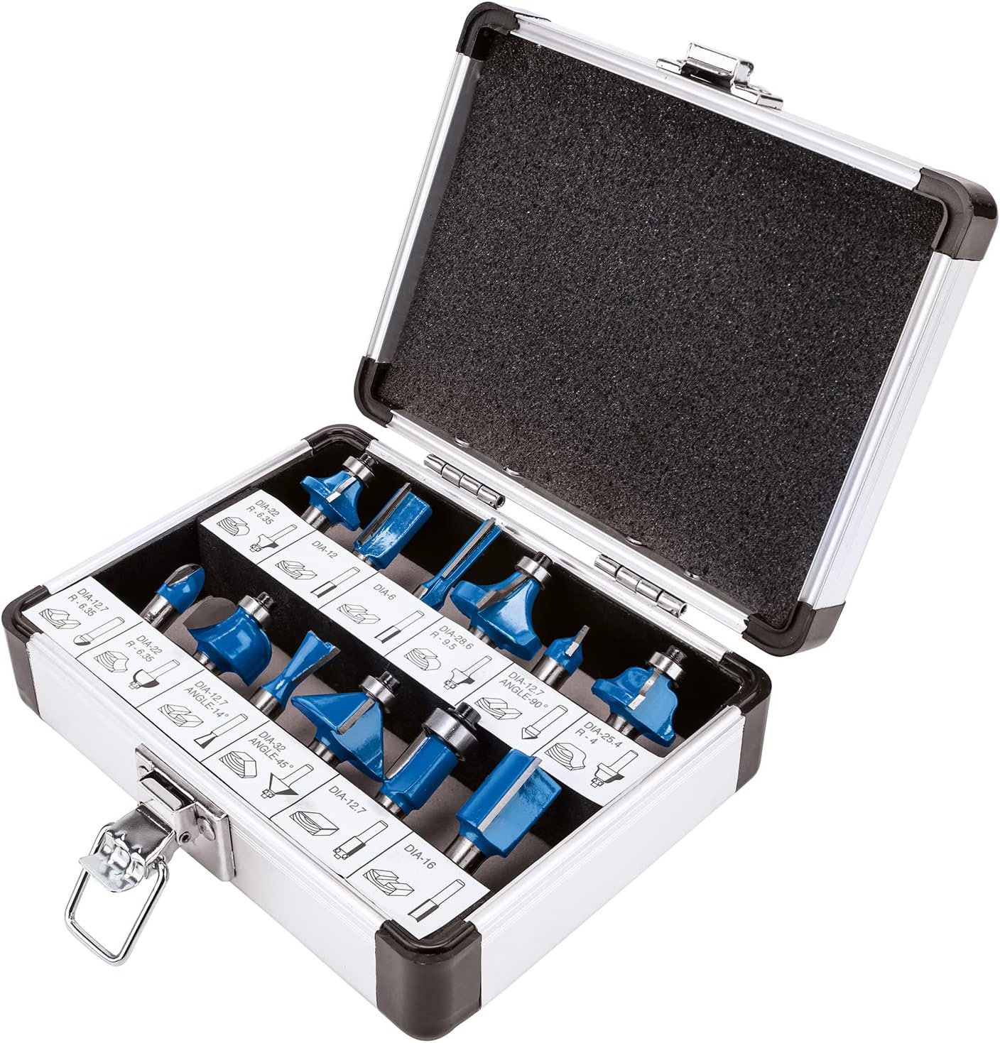 Scheppach Milling Cutter Set 12 Pieces Groove Milling Cutter Shank 8 mm for Router Table Cutter Edge Cutter Accessories Woodworking Table Milling Machine