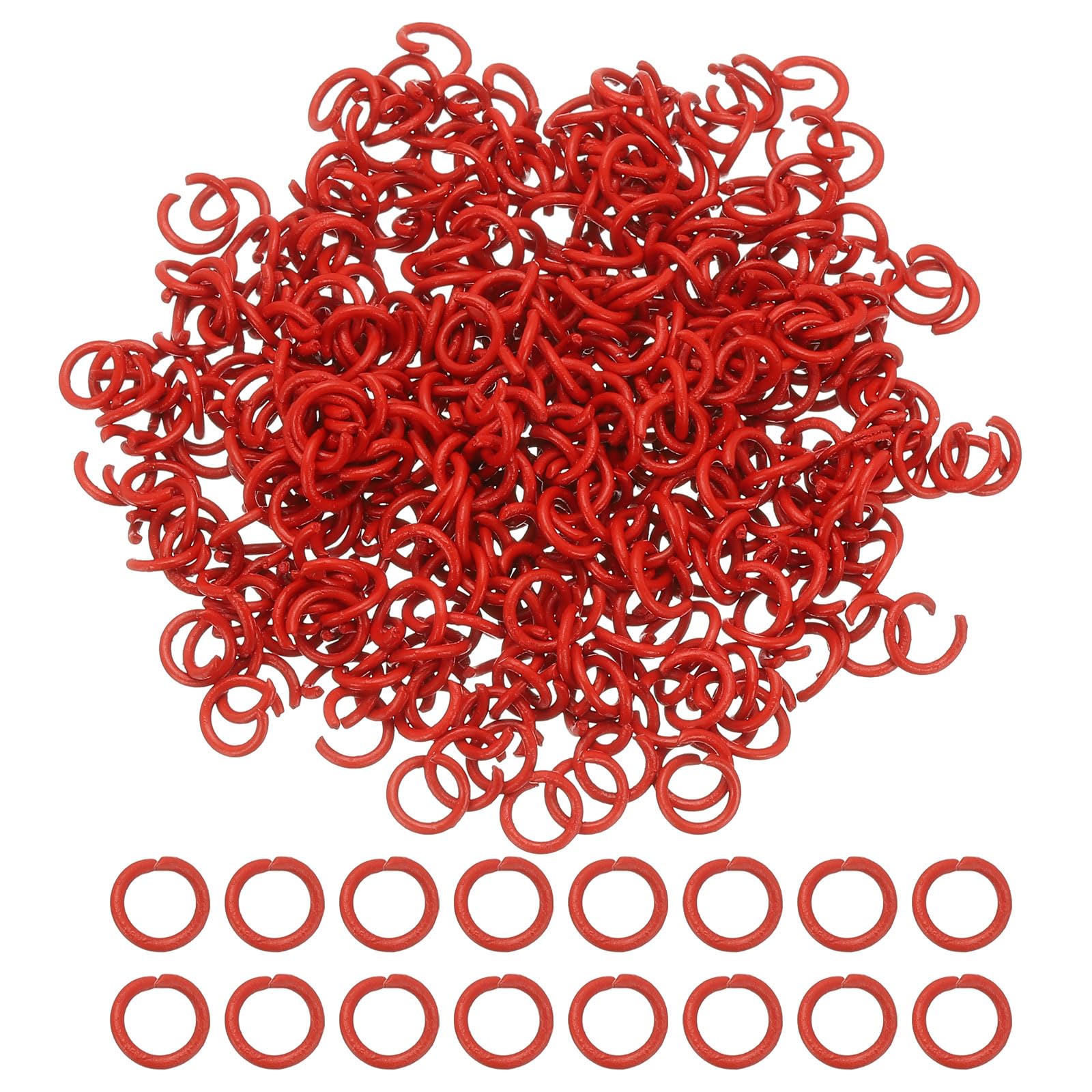 PATIKIL Open Jump Rings, 400 Pcs 8mm Round Ring Charm Loops Connector for Jewelry Making Supplies DIY Craft Keychains Necklaces Earrings, Red