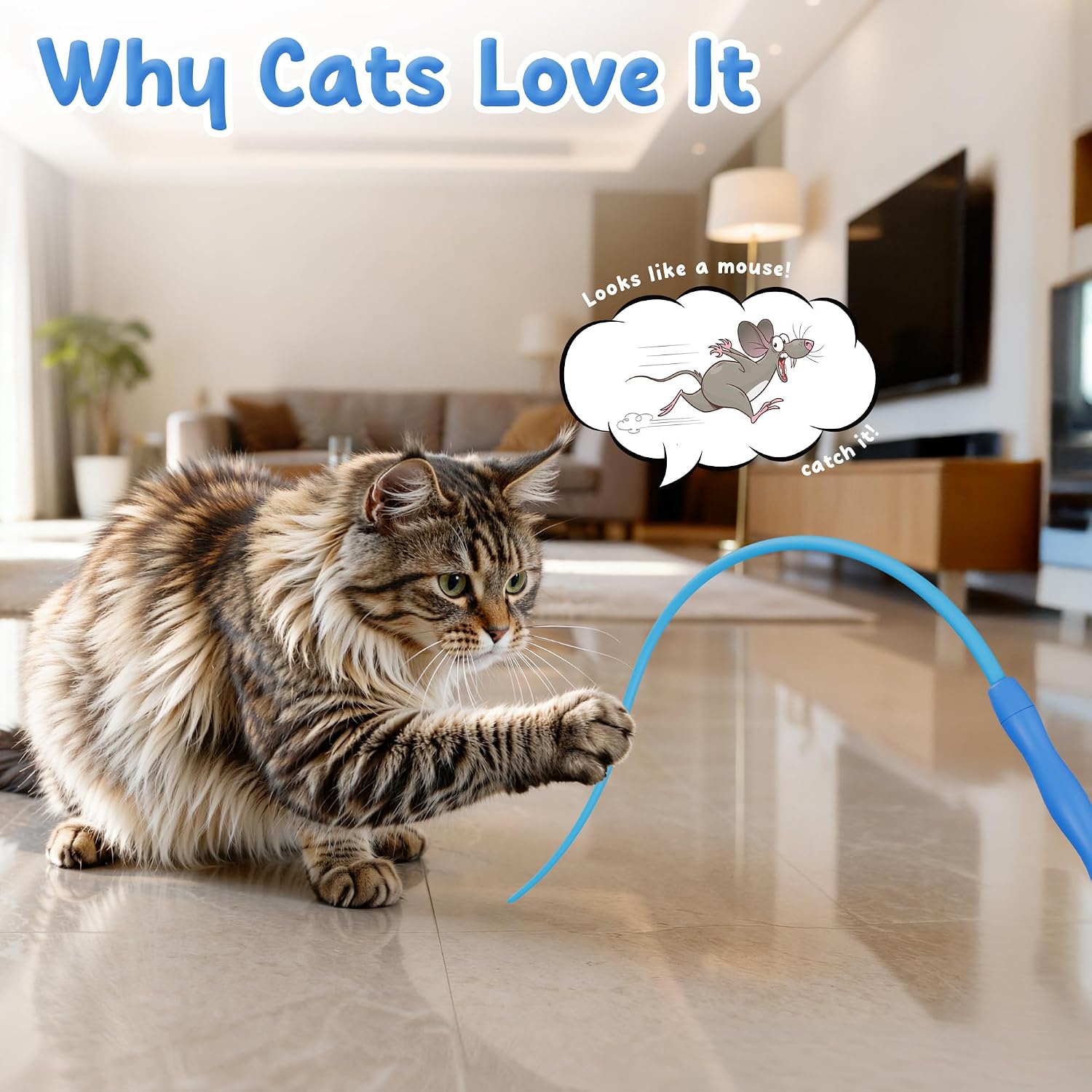 Casfuy Innovative Ultra Light Durable Tail Silicone Teaser Wand Cat Toy image 2