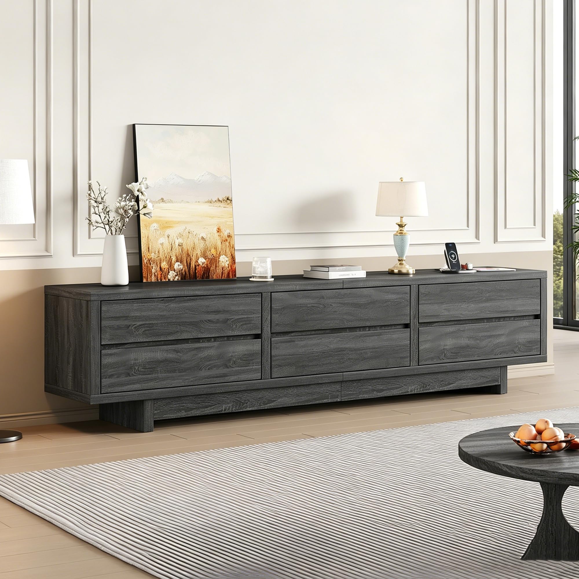 Photo 1 of Homiflex 6 Drawers TV Stand Modern 79" Entertainment Center Grey