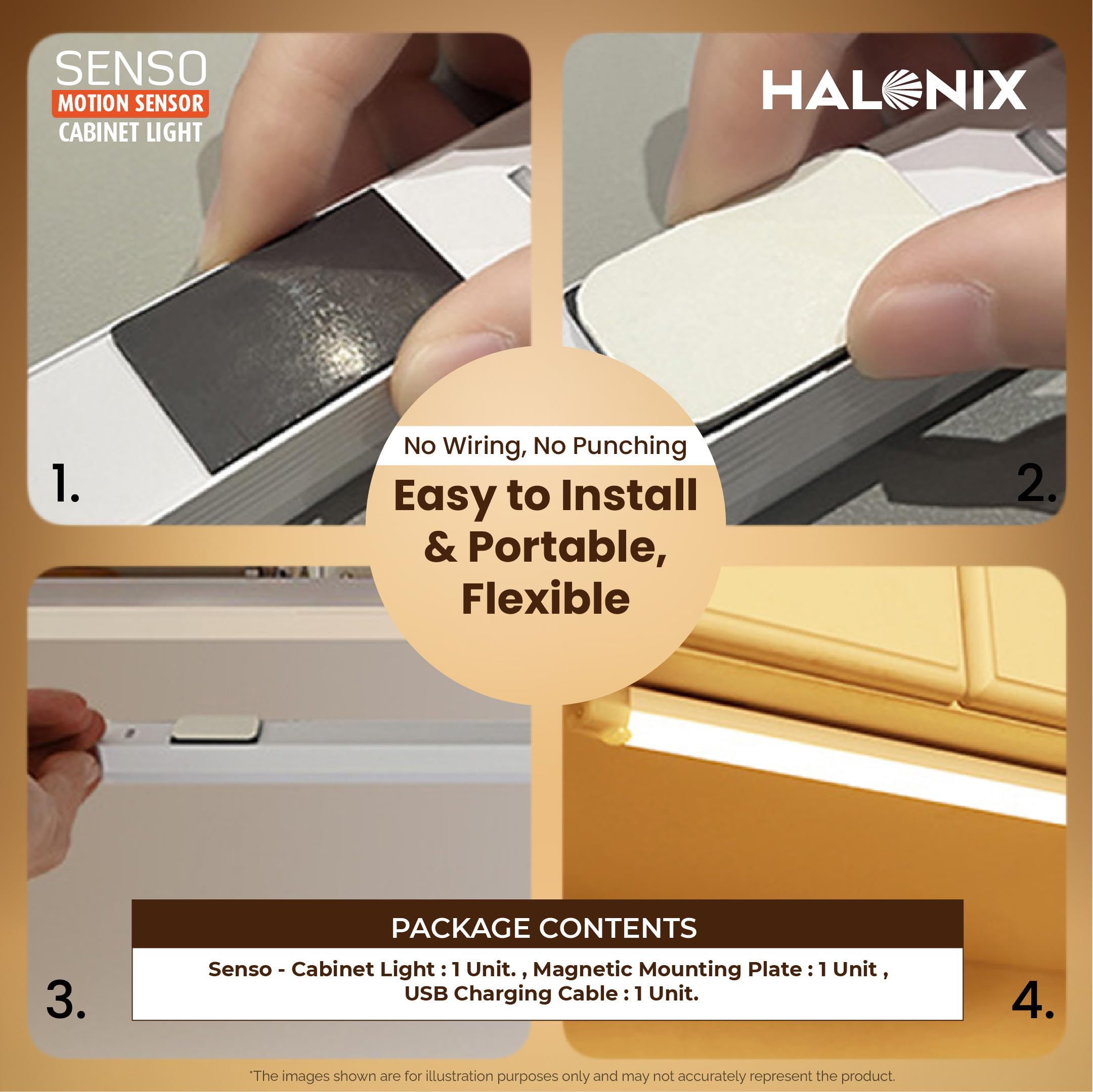 Motion Sensor Cabinet Lights - Rechargeable & Dimmable -5
