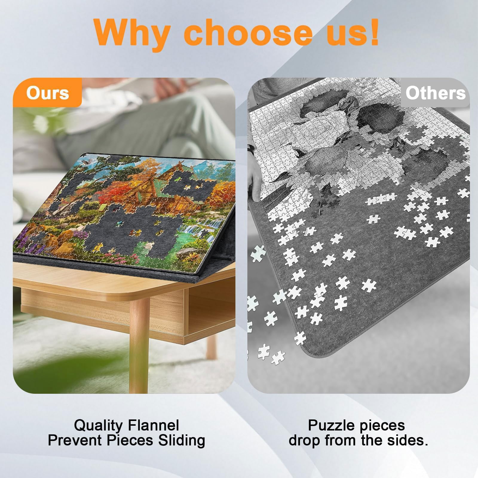 Uchylna plansza do układania puzzli, składana plansza do układania puzzli z 6 tacami do sortowania, przenośny stół do układania puzzli z powierzchnią antypoślizgową dla dorosłych, do 1000 sztuk