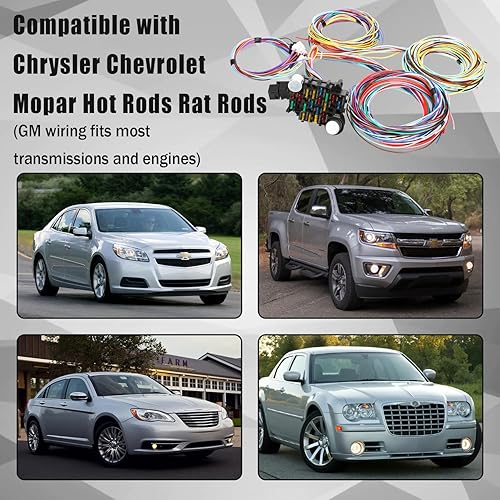 Miniatura 5 de ROADGIVE Kit de arnés de cableado de 21 circuitos y 17 fusibles, arnés de cable universal extra largo para automóviles compatible con GM Chevy Mopar