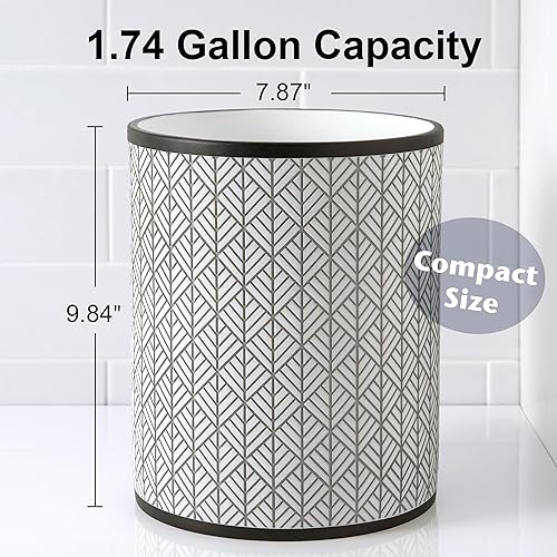 Miniatura 10 de Allure Home Creation Sarasota - Papelera de resina con acento de madera, tamaño compacto, color blanco, 1.64 galones